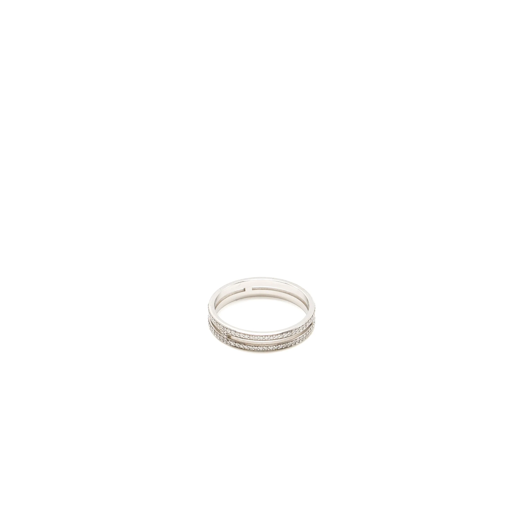 Hermes Size 55 Ariane Wedding Band, Small Model White Gold, Diamonds - Image 3