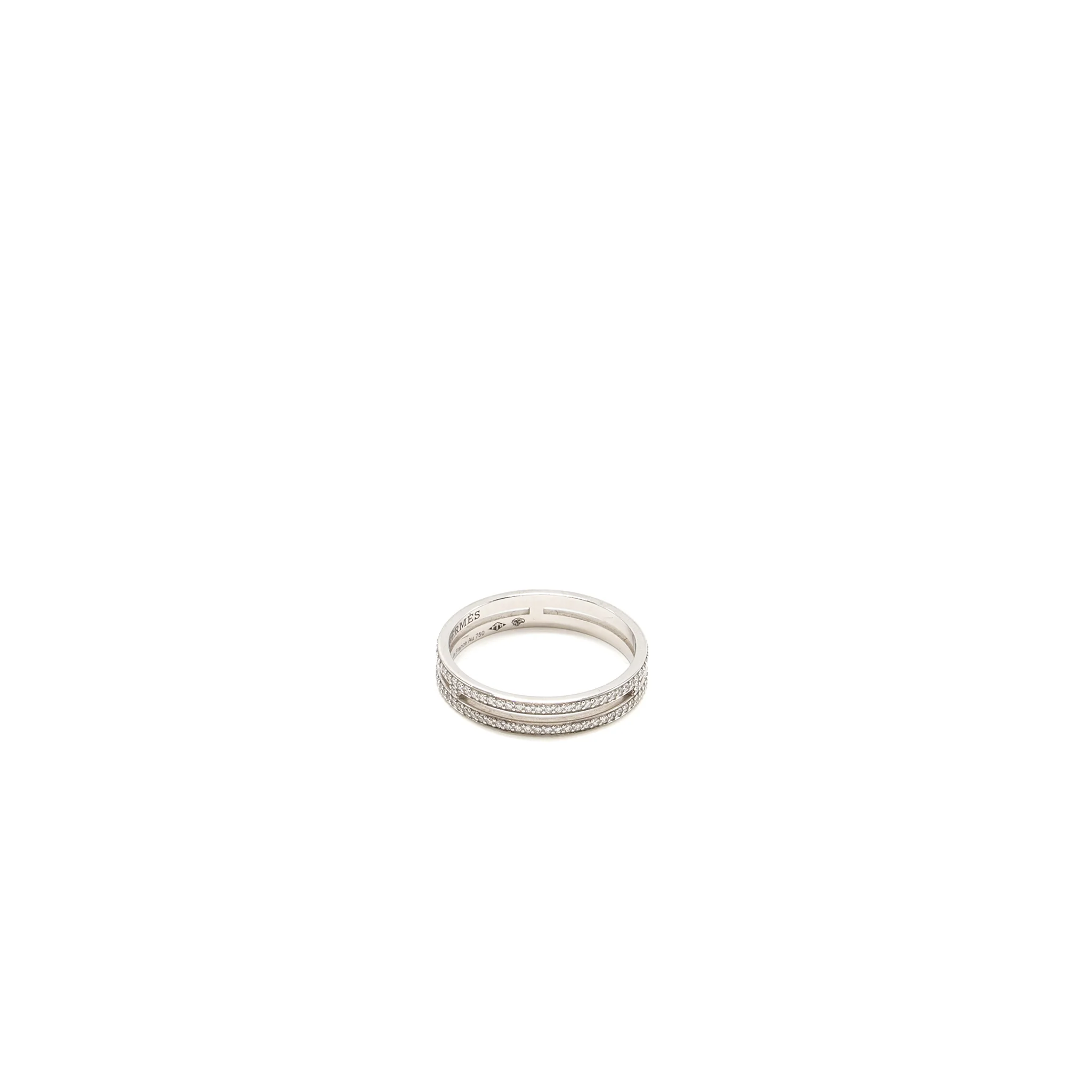 Hermes Size 55 Ariane Wedding Band, Small Model White Gold, Diamonds - Image 4