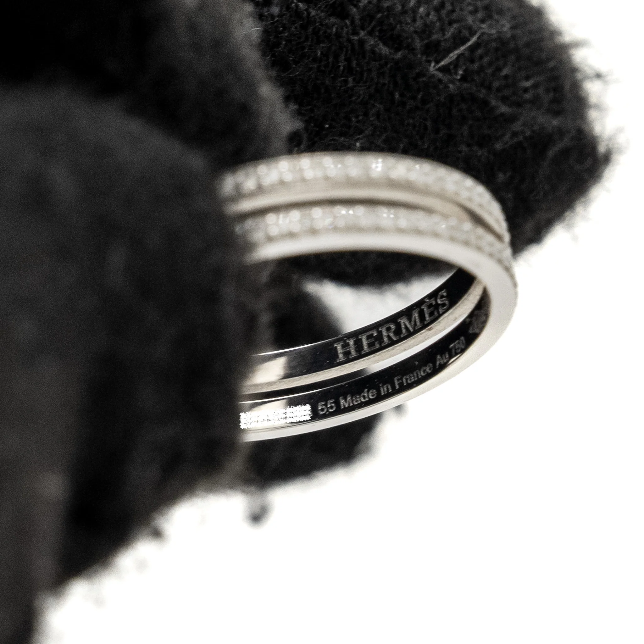 Hermes Size 55 Ariane Wedding Band, Small Model White Gold, Diamonds - Image 6