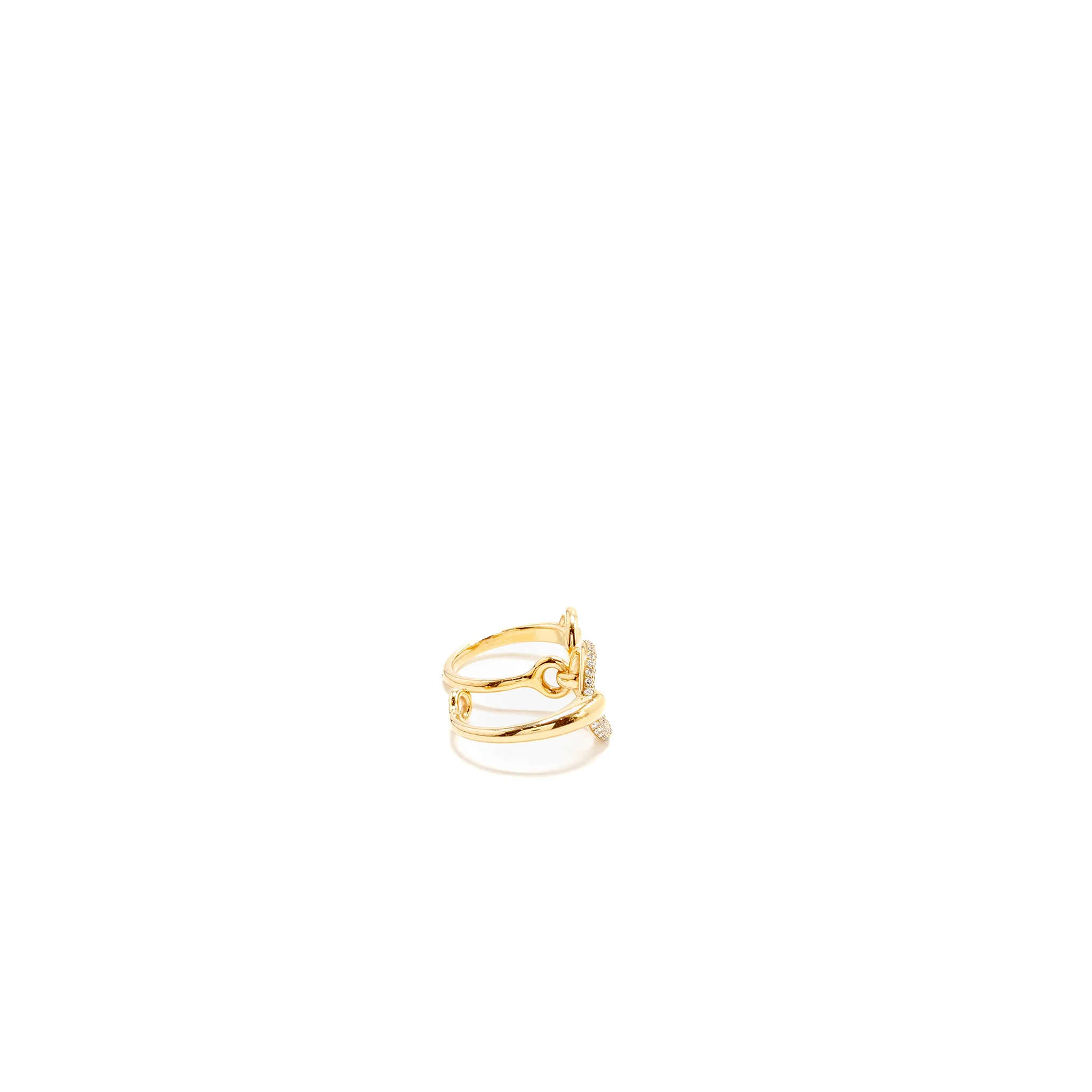 Hermes Size 56 Diler D’or Double Ring, Large Model, Rose Gold/Diamonds - Image 5