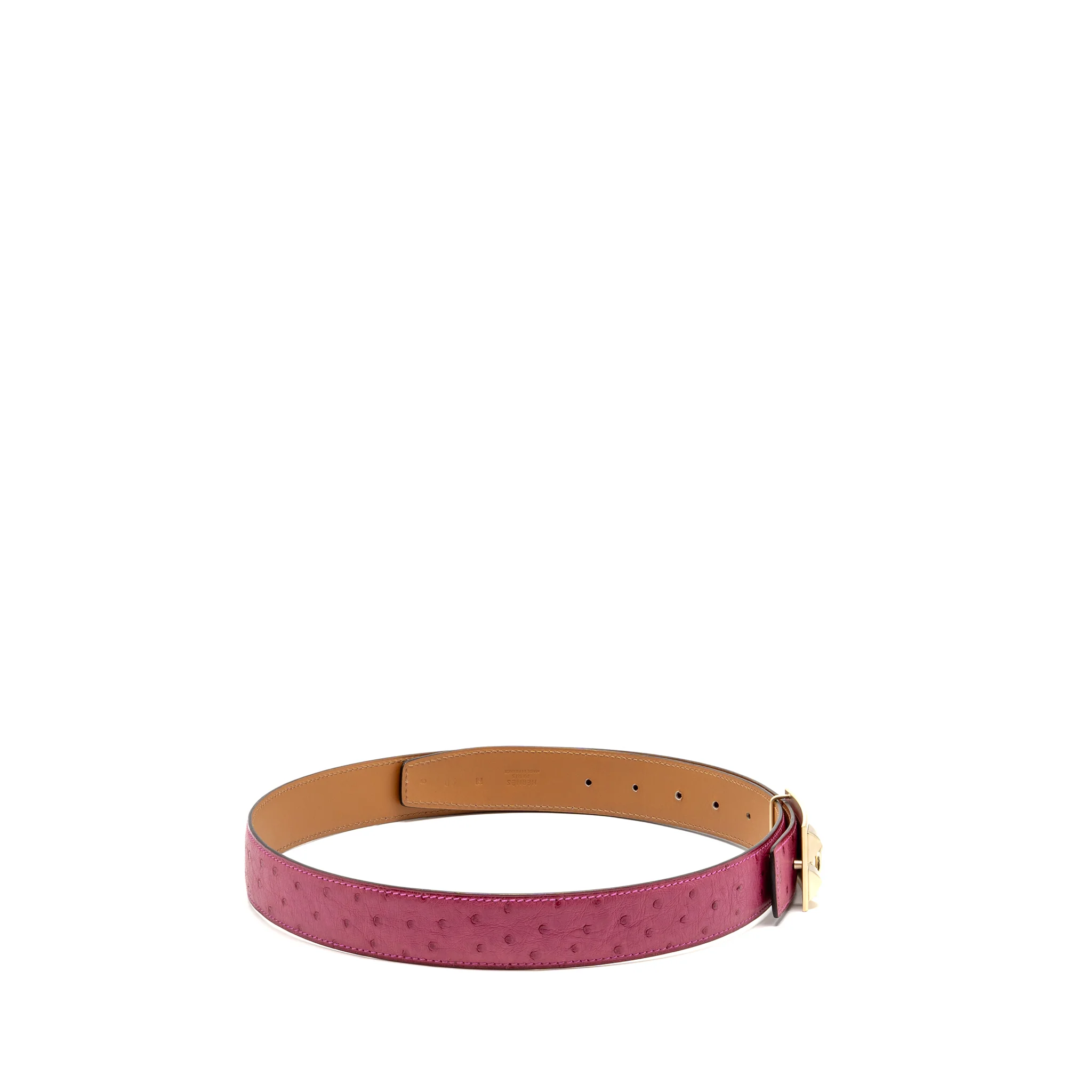 Hermes size 90 collier de chien belt ostrich pink GHW stamp square N - Image 2