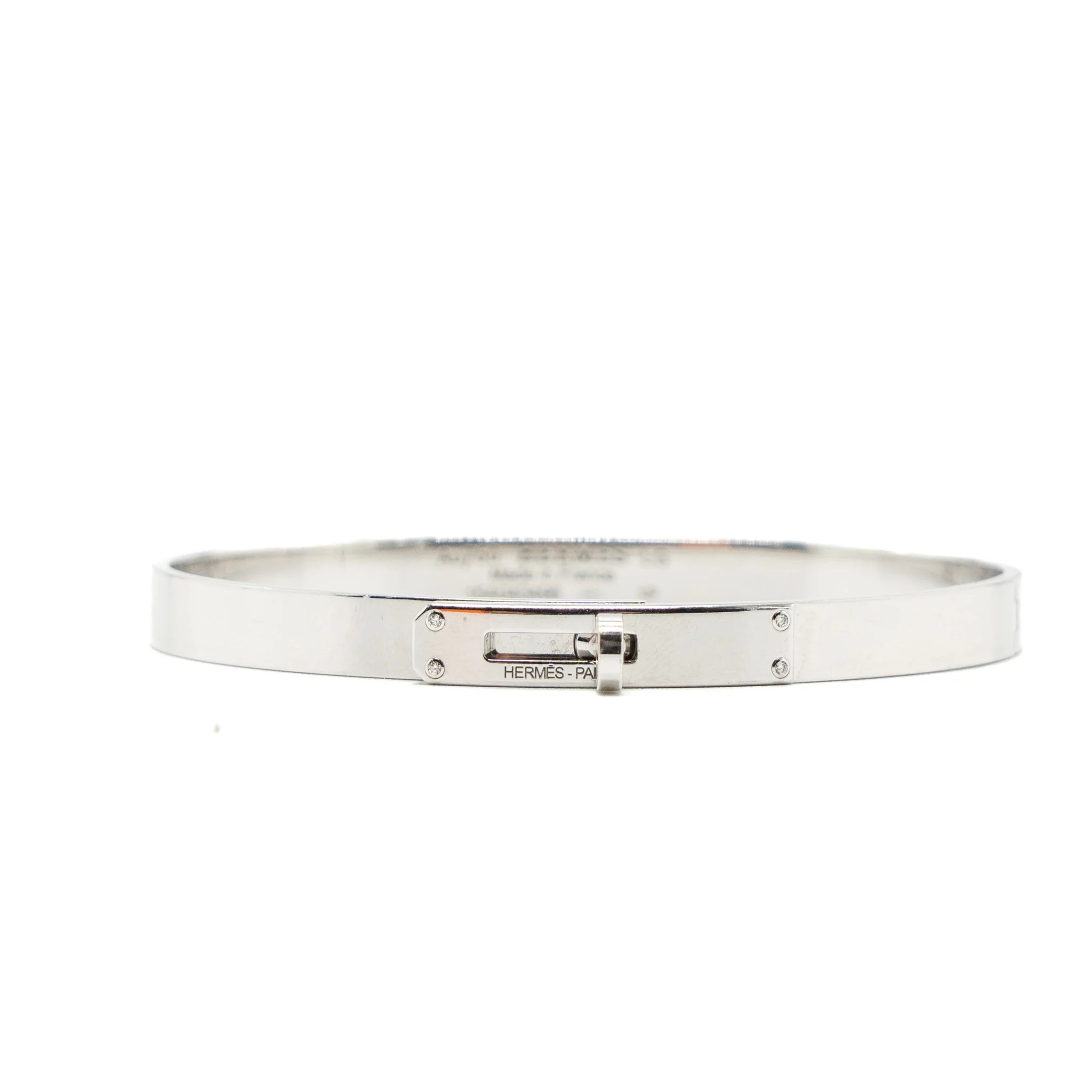 Hermes size LG kelly small model white gold 4 diamonds - Image 6