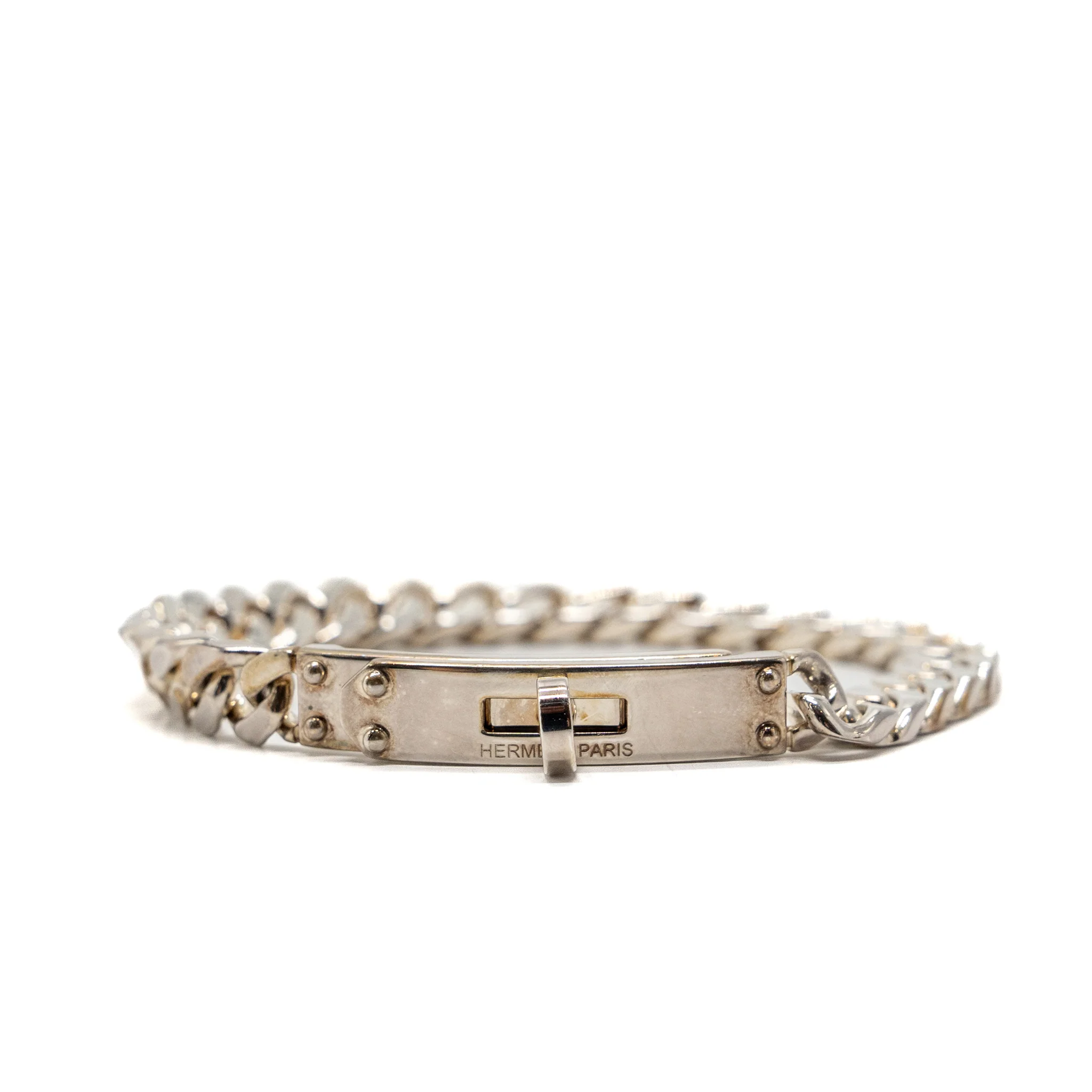 Hermes size SH kelly gourmette bracelet sterling silver with kelly clasp - Image 3