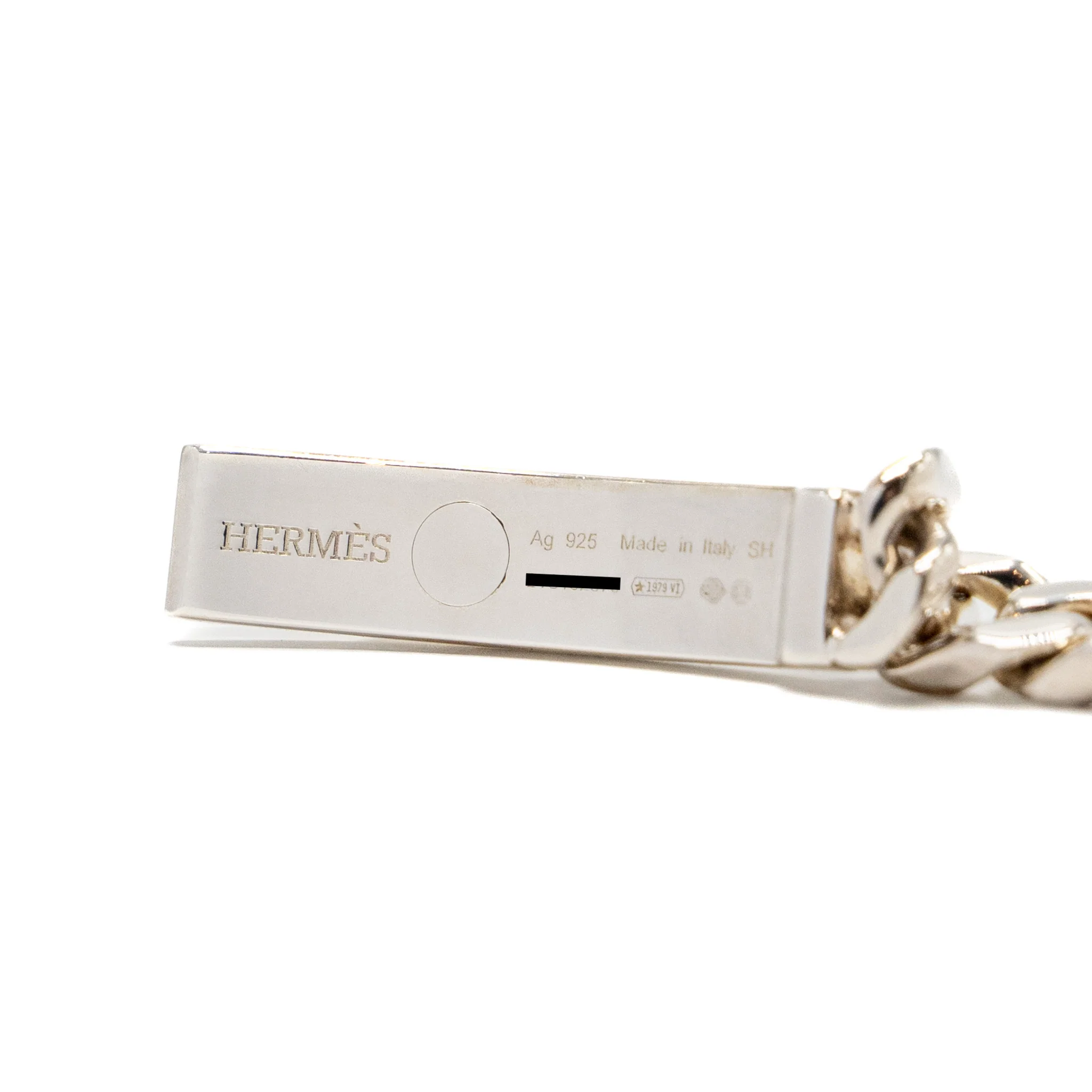 Hermes size SH kelly gourmette bracelet sterling silver with kelly clasp - Image 5