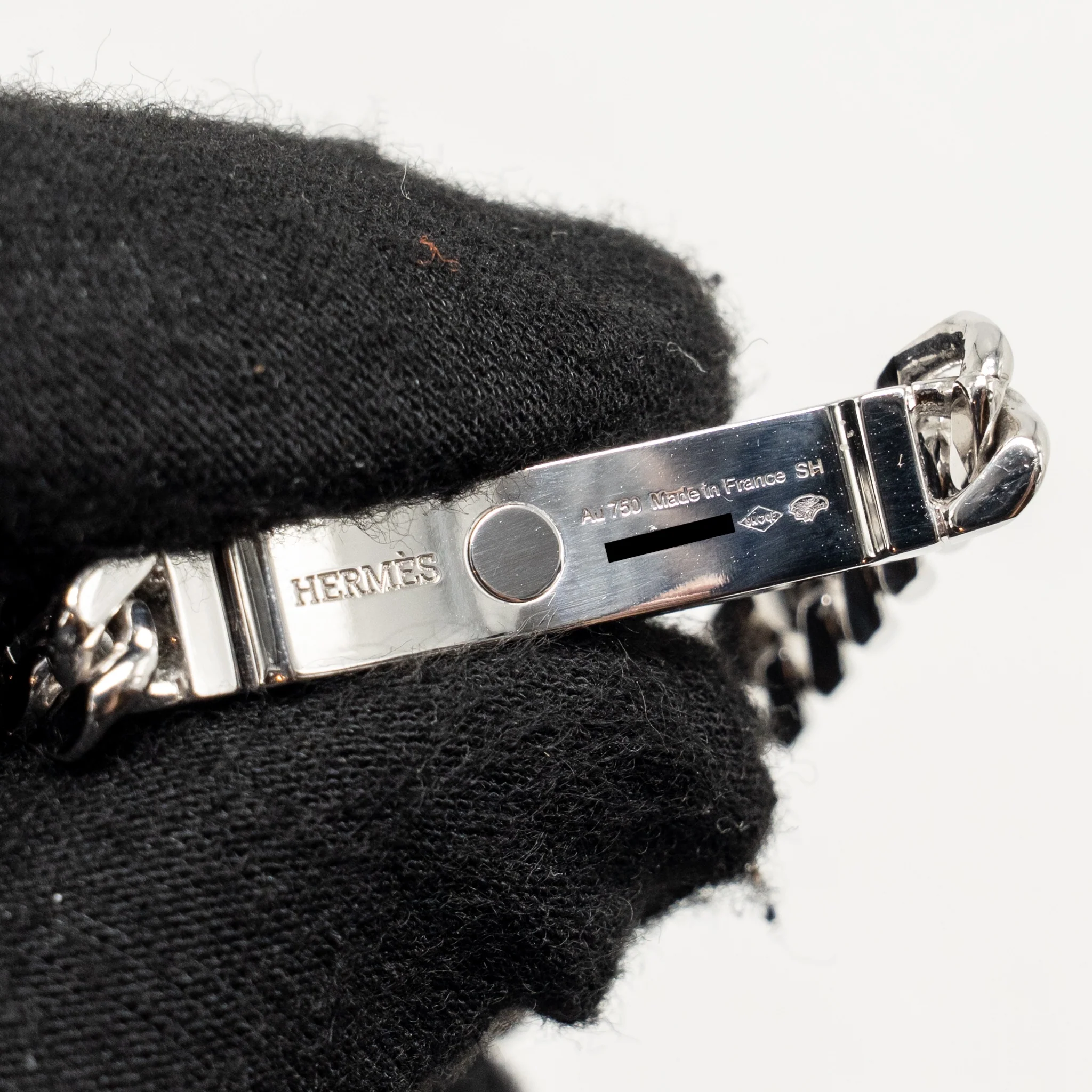 Hermes size SH kelly gourmette bracelet, very small model, white gold diamonds - Image 6