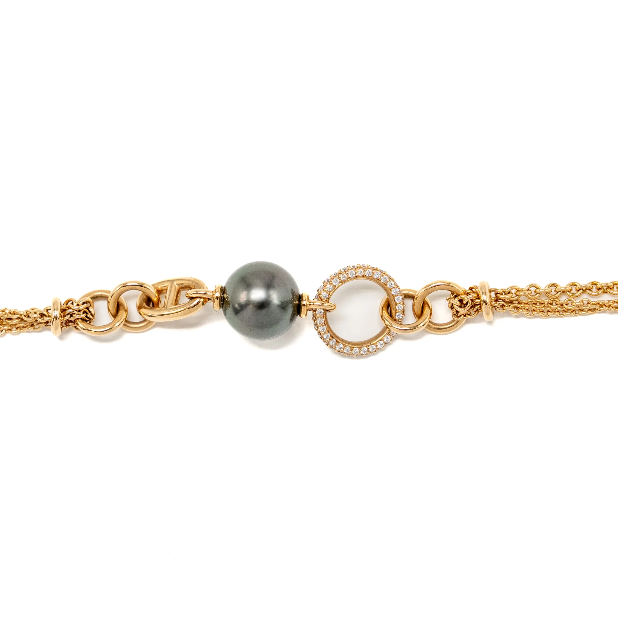 Hermes Size ST Albertine Bracelet Rose Gold/ Diamonds / Tahitian Black Pearl - Image 2