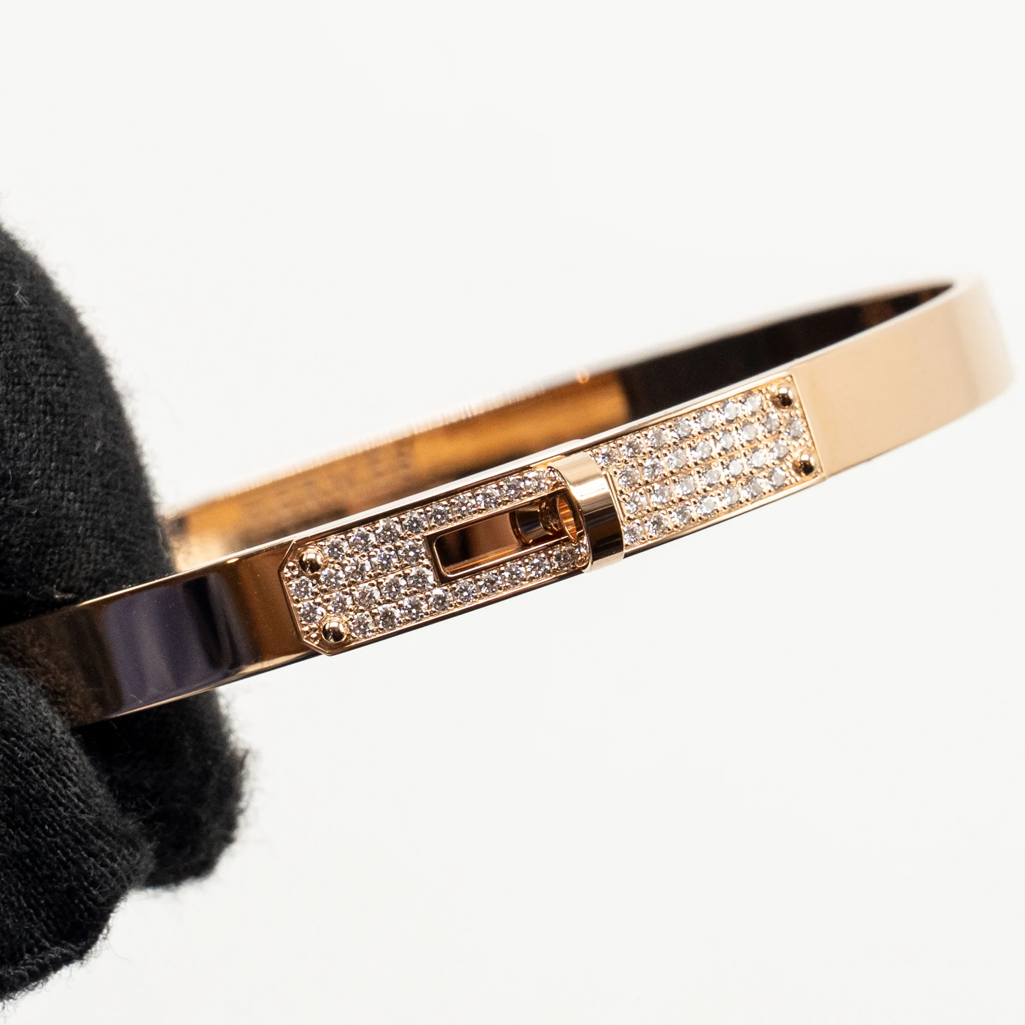 Hermes size st kelly bracelet small model rose gold with diamonds - Image 5