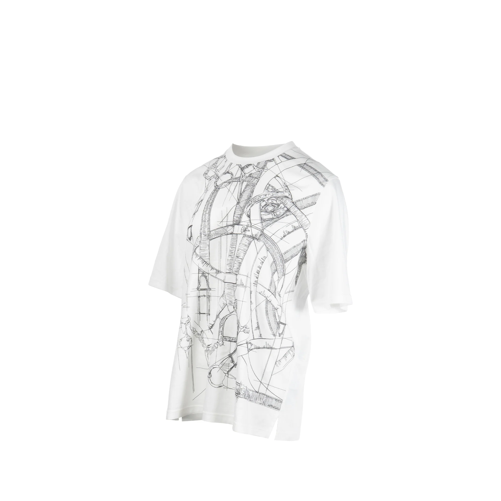 Hermes size XS CAVALCADOUR GRIFFONNE EMBROIDERED T-SHIRT COTTON WHITE - Image 3