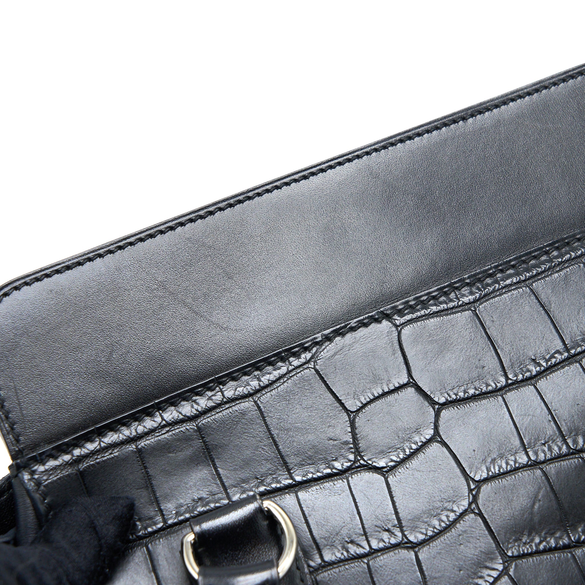Hermes Toolbox 20 Mat Crocodile/Swift Black SHW Stamp Square R - Image 10
