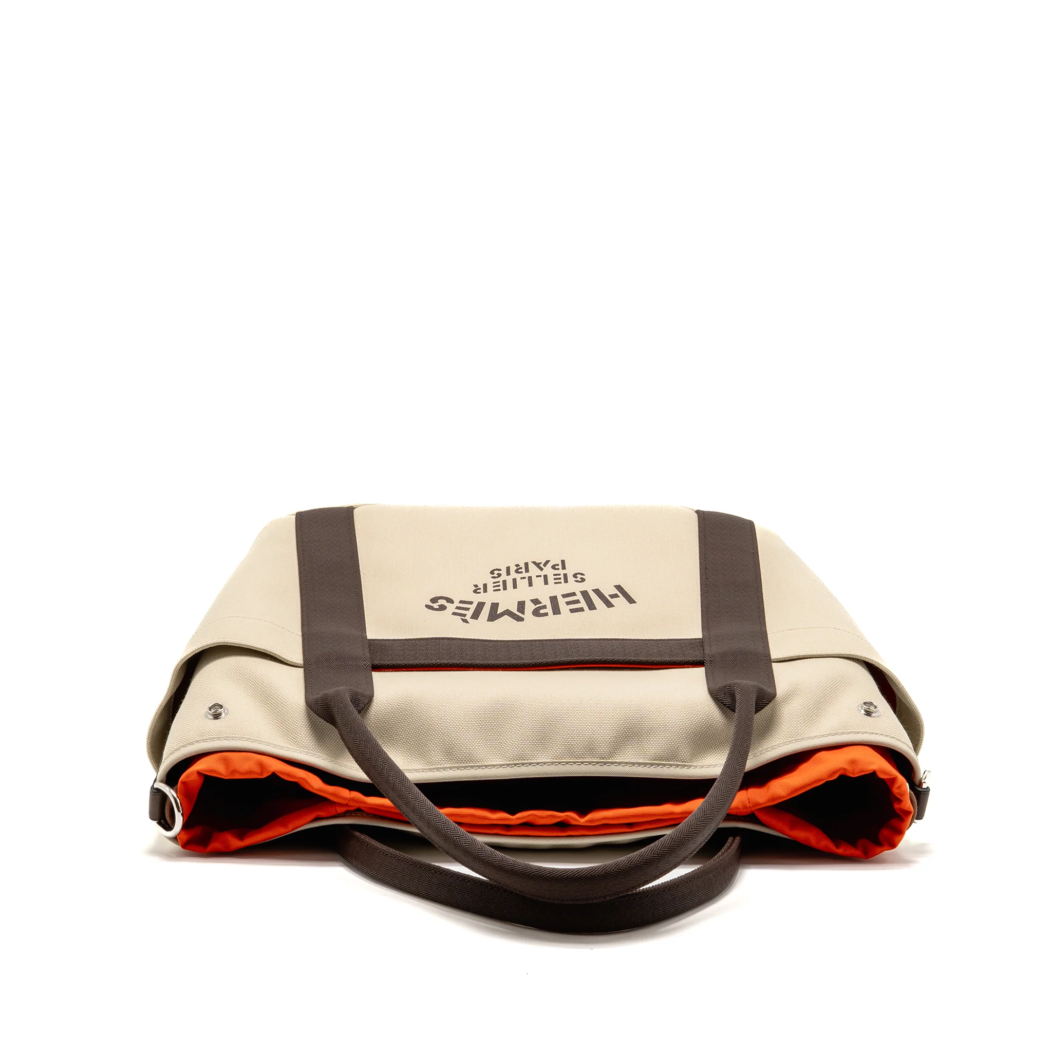 Hermes The Grooming Bag Polyamide/Cotton/Polyurethane Beige Sable/Feu SHW - Image 5