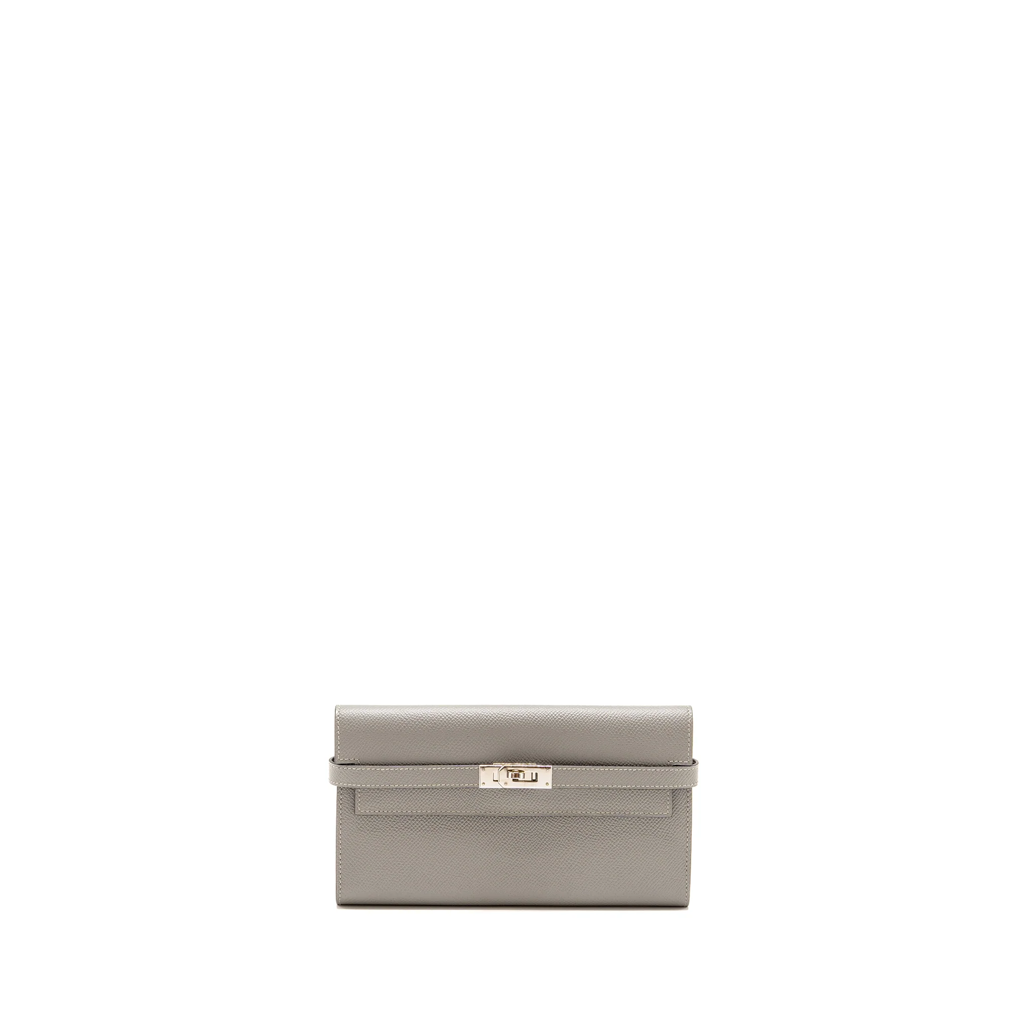 Hermes Kelly Classic Long Wallet Epsom Grey SHW Stamp X