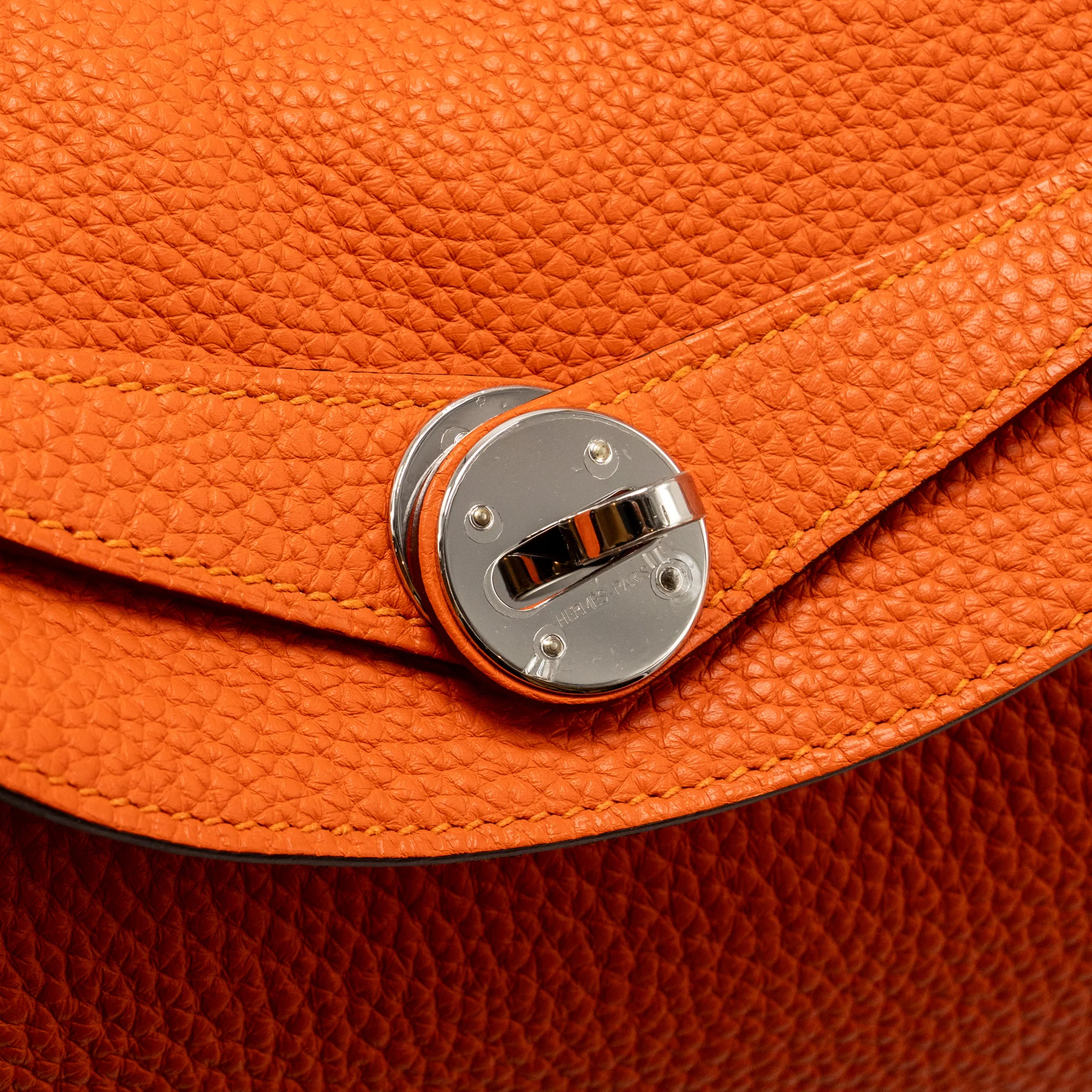 Hermes lindy 30 clemence orange SHW stamp square R - Image 14