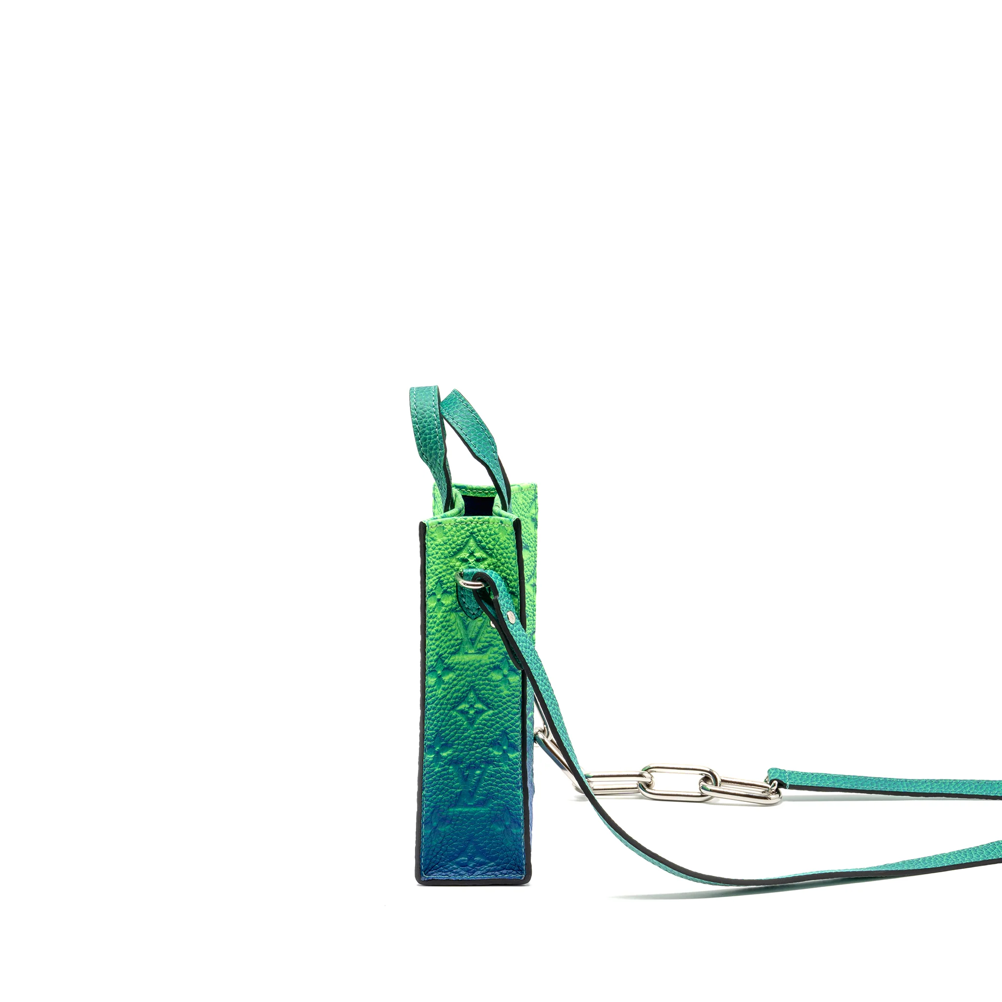 Louis Vuitton Petit Sac Plat XS Virgil Abloh Taurillon Illusion Blue/Green SHW - Image 4