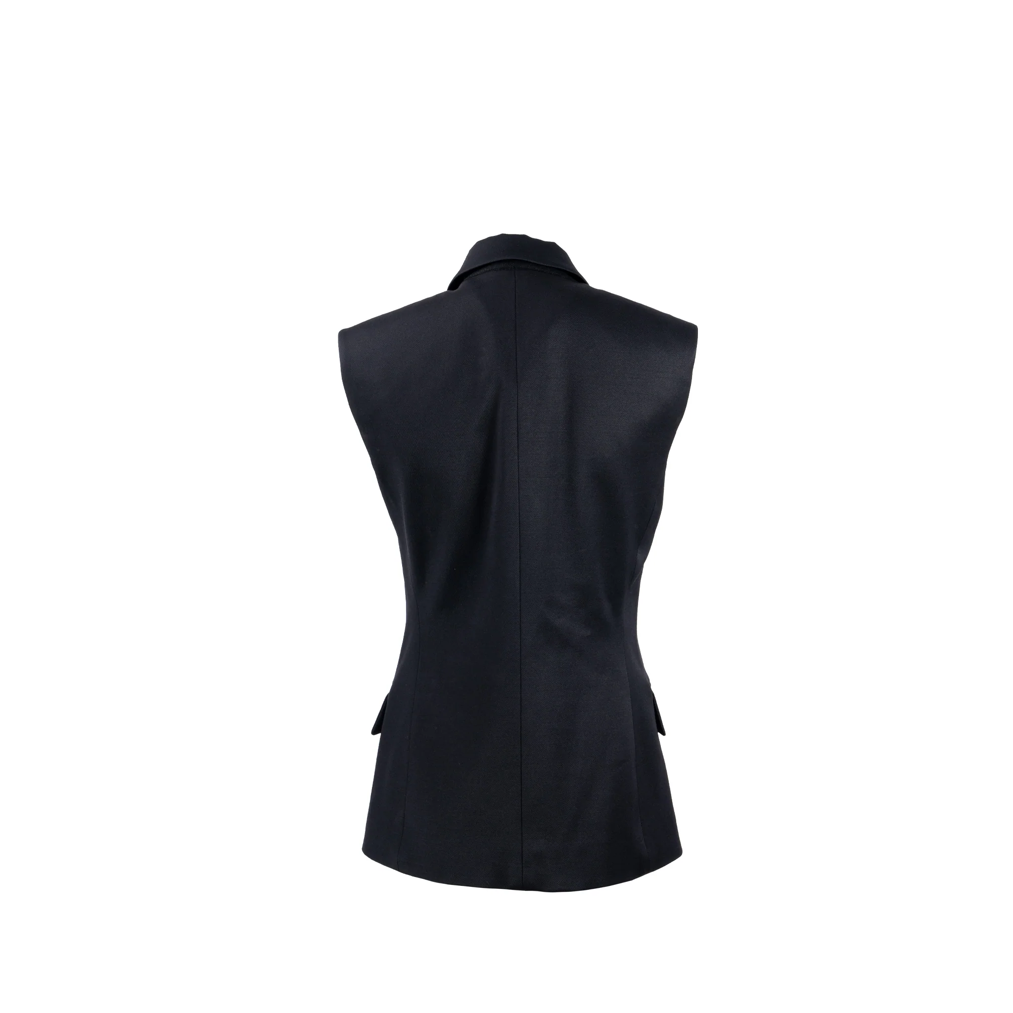Louis Vuitton Size 36 Sleeveless Zip-Up Blazer Silk/Wool Black - Image 3