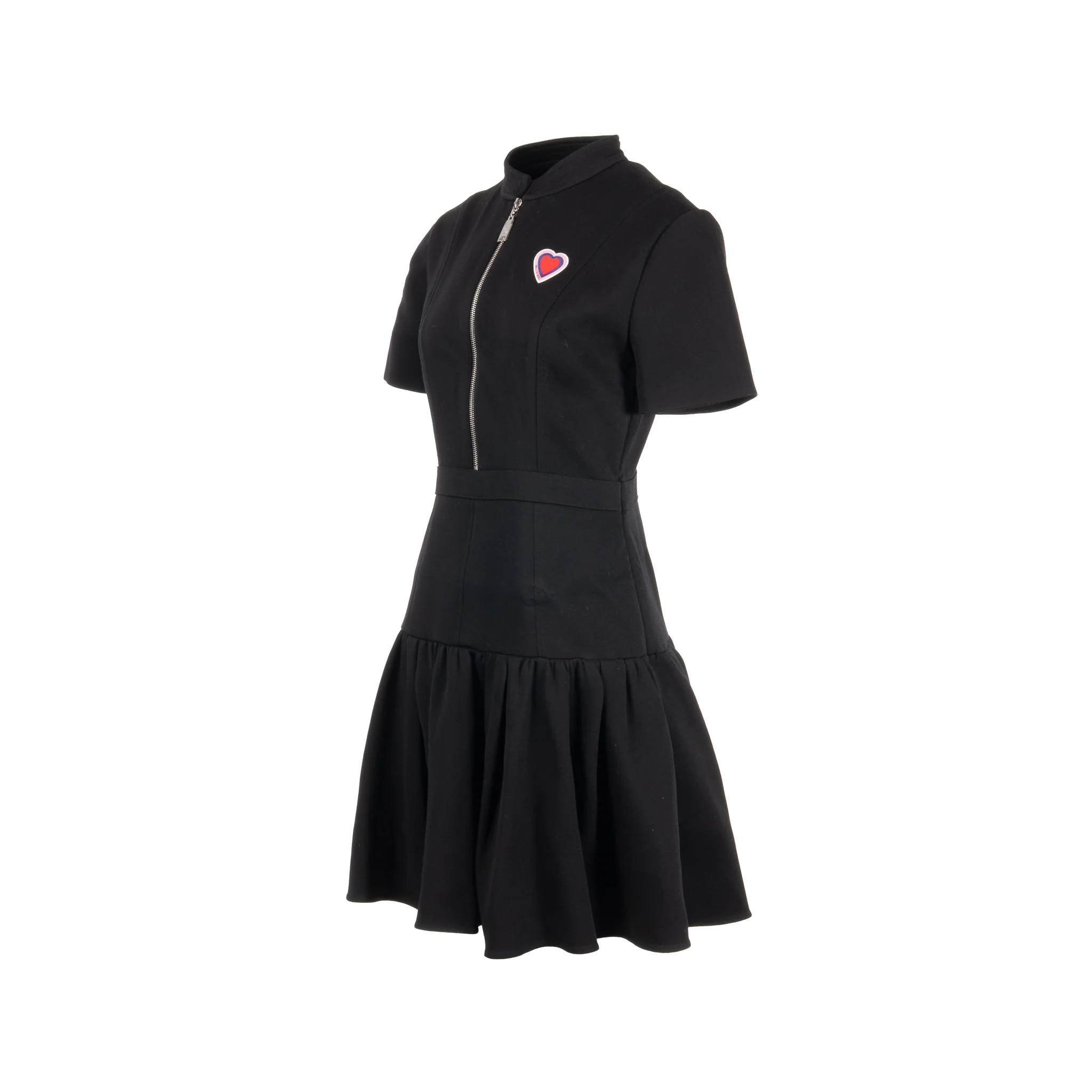 Louis Vuitton Size 38 Heart Detailed Zip Mini Dress Wool/Elastane Black SHW - Image 3