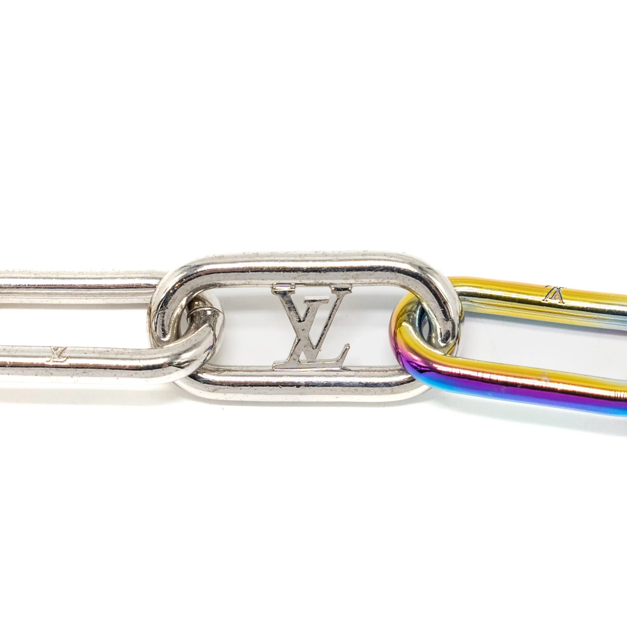 Louis Vuitton Size M Brasserie Signature Chain Metal Bracelet Gold/Silver Rainbow Tone - Image 3