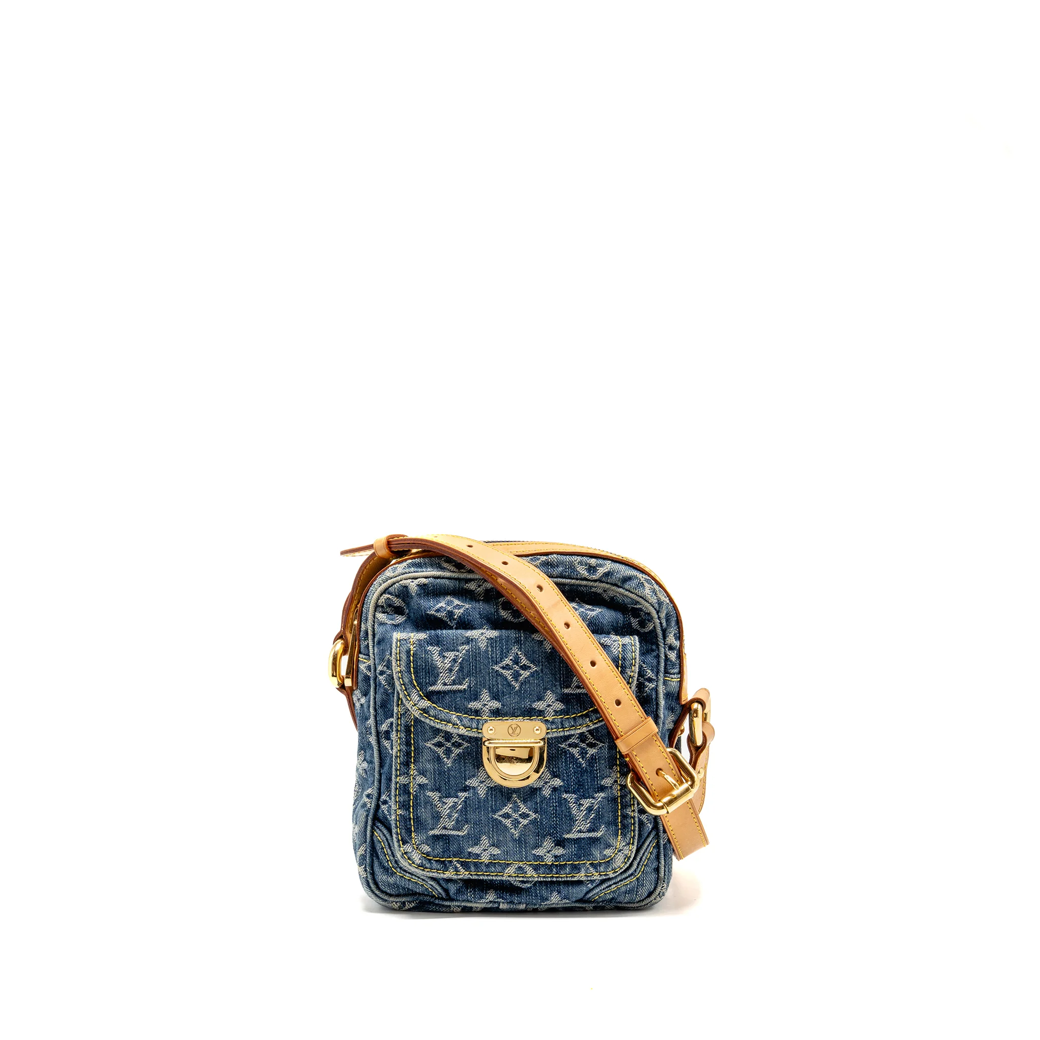 Louis Vuitton Vintage Denim Camera Bag Monogram Blue Denim GHW