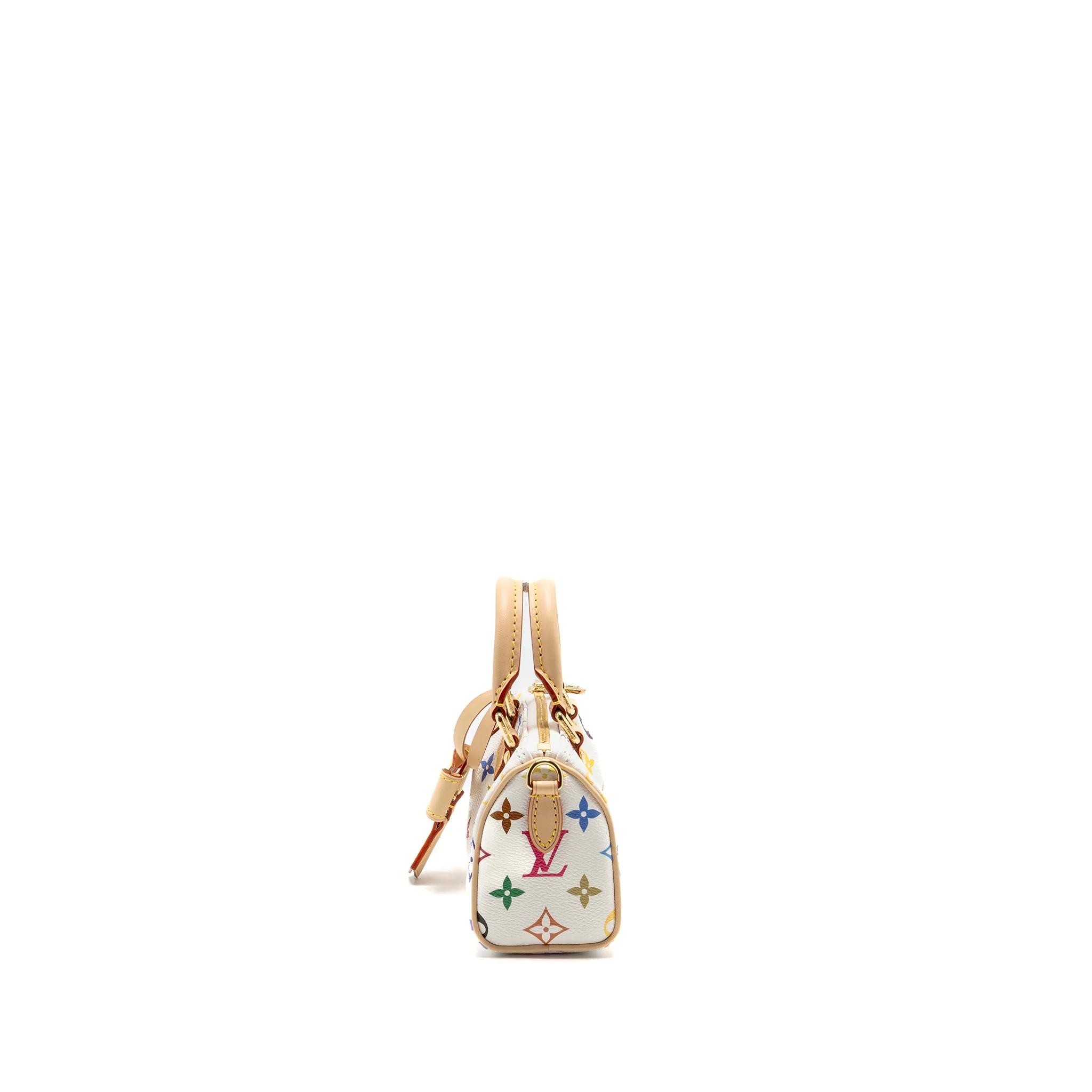 Louis Vuitton x Takashi Murakami  Nano Speedy Multicoloured Monogram Canvas White GHW - Image 3