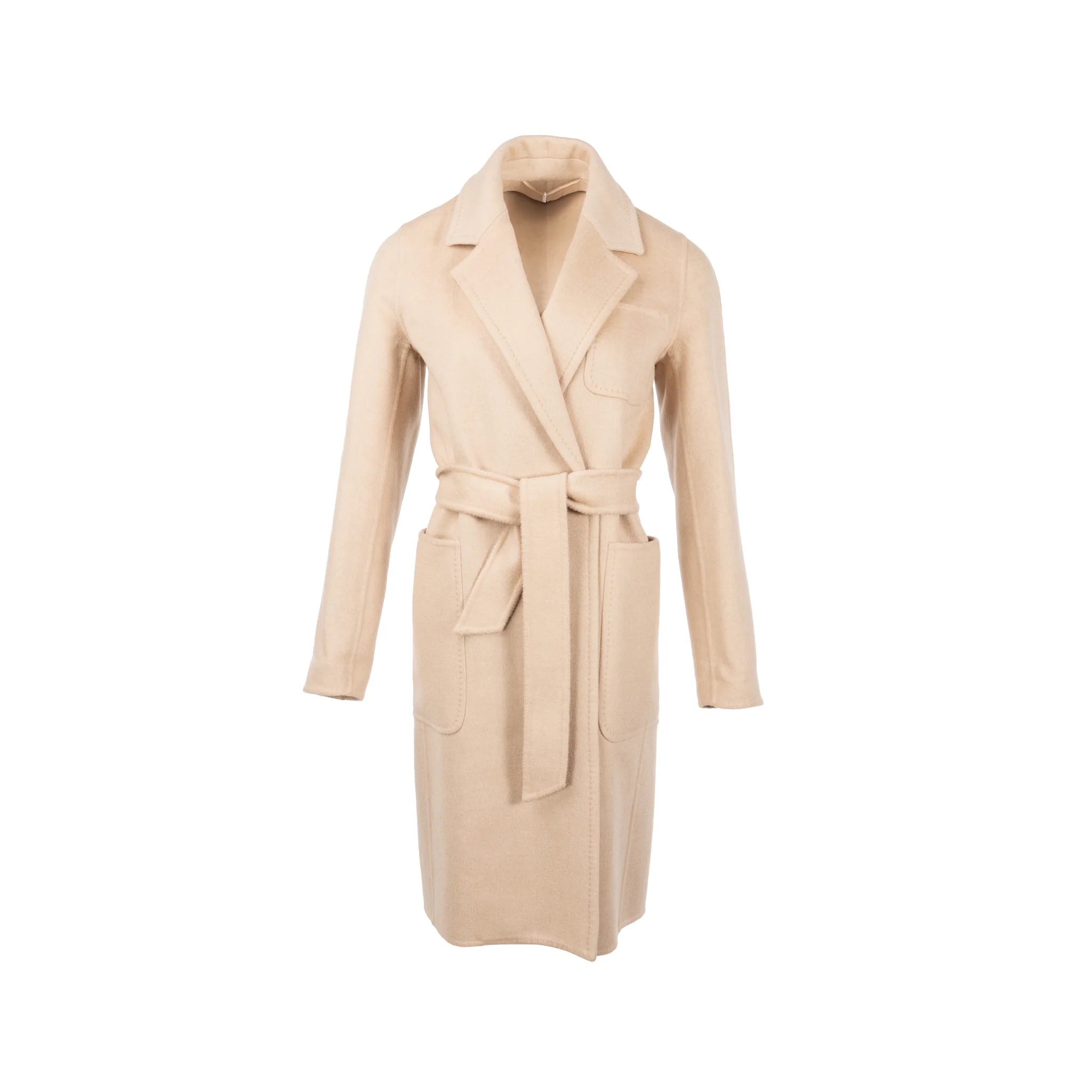 Max Mara size 38 Elis long robe coat camelwool light brown