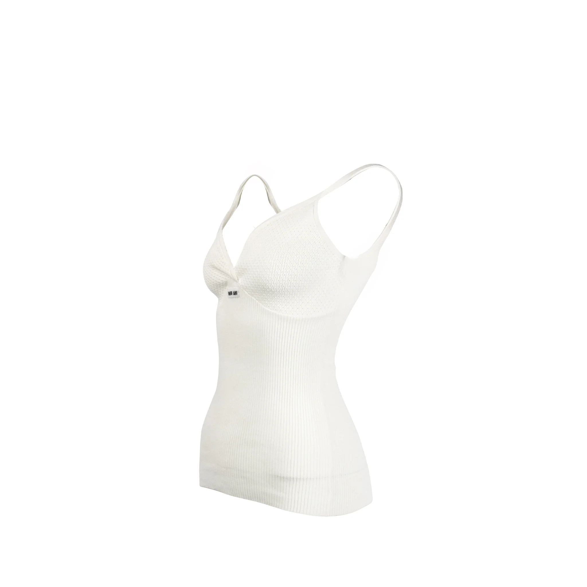 Miu Miu size 36 lace-trimmed knit top cotton white - Image 3