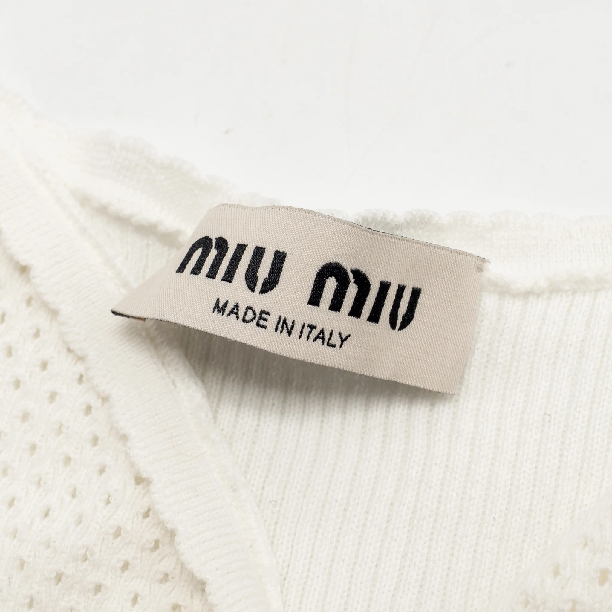 Miu Miu size 36 lace-trimmed knit top cotton white - Image 4