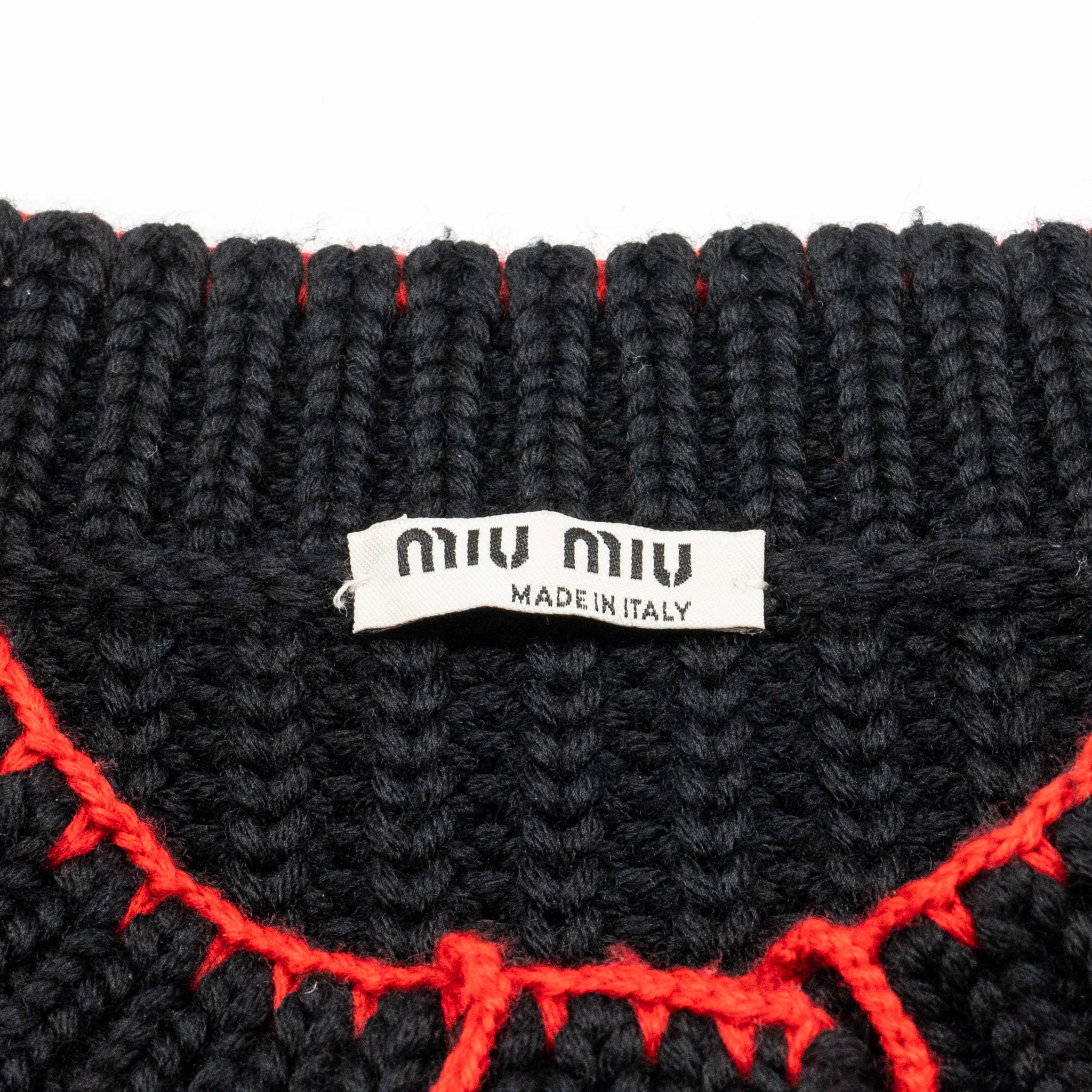 Miu Miu Size 38 Floral Cardigan Wool Black/Red Multicolour - Image 6