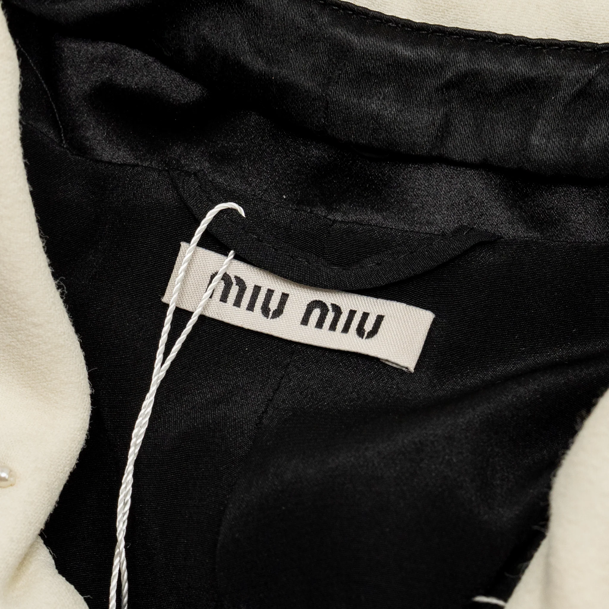 Miu Miu Size 38 White Embroidered Collar Jacket Acetate/Viscose Black - Image 7