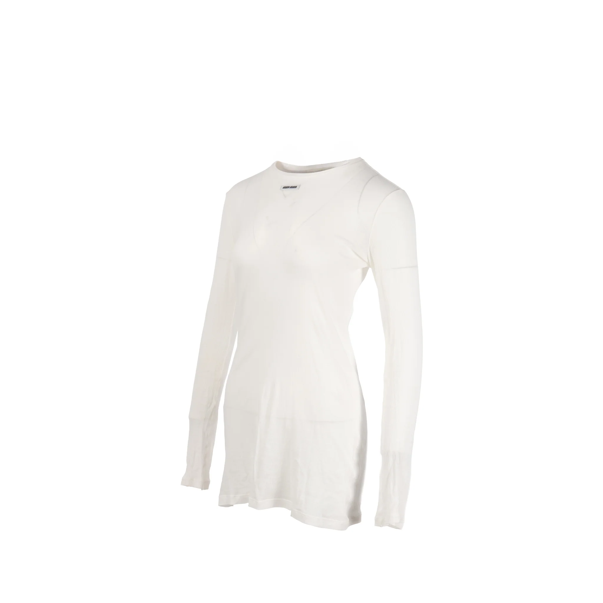 Miu Miu size M jersey stretch minidress cotton white - Image 2