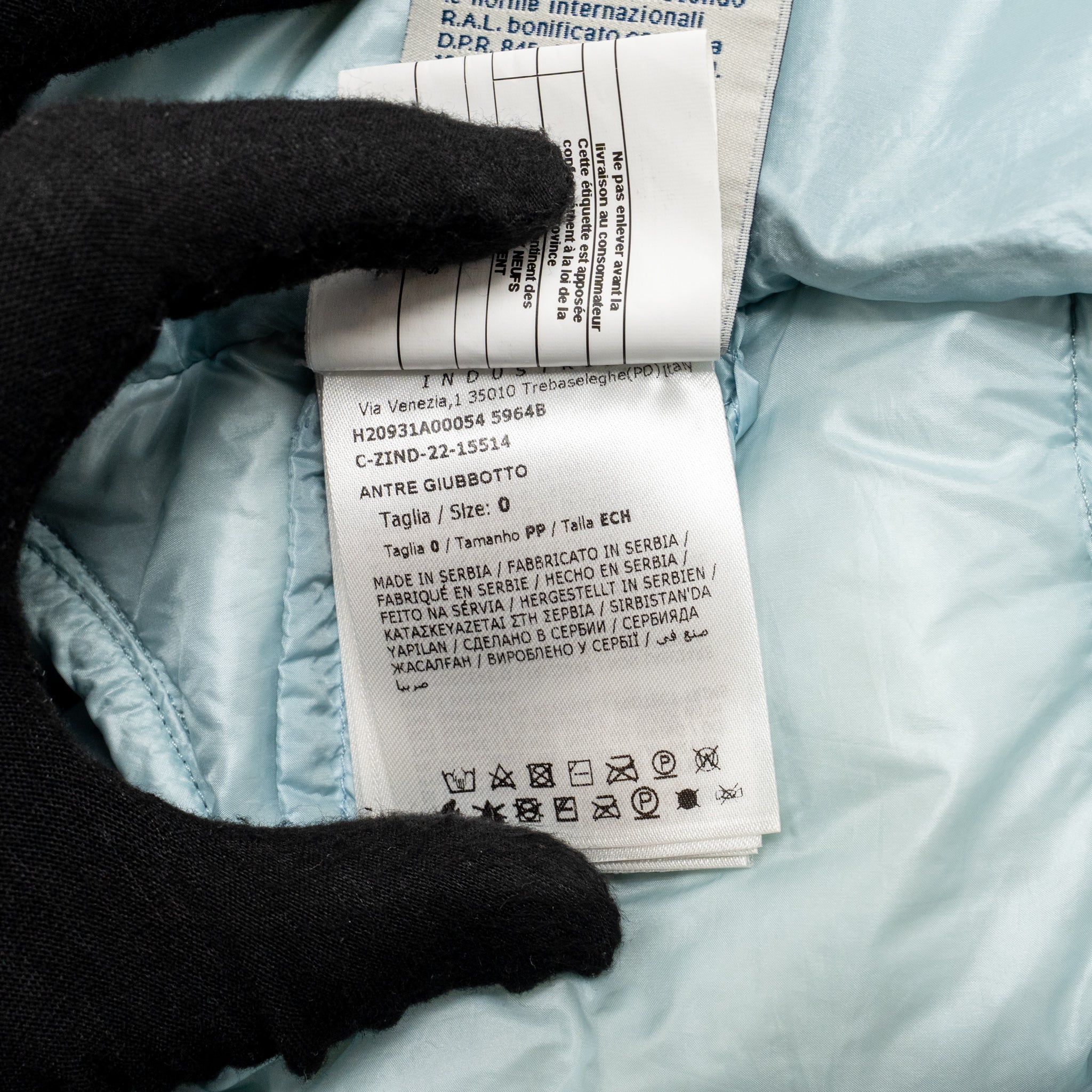 Moncler size 0 antre quilted corduroy down jacket pastel blue - Image 10