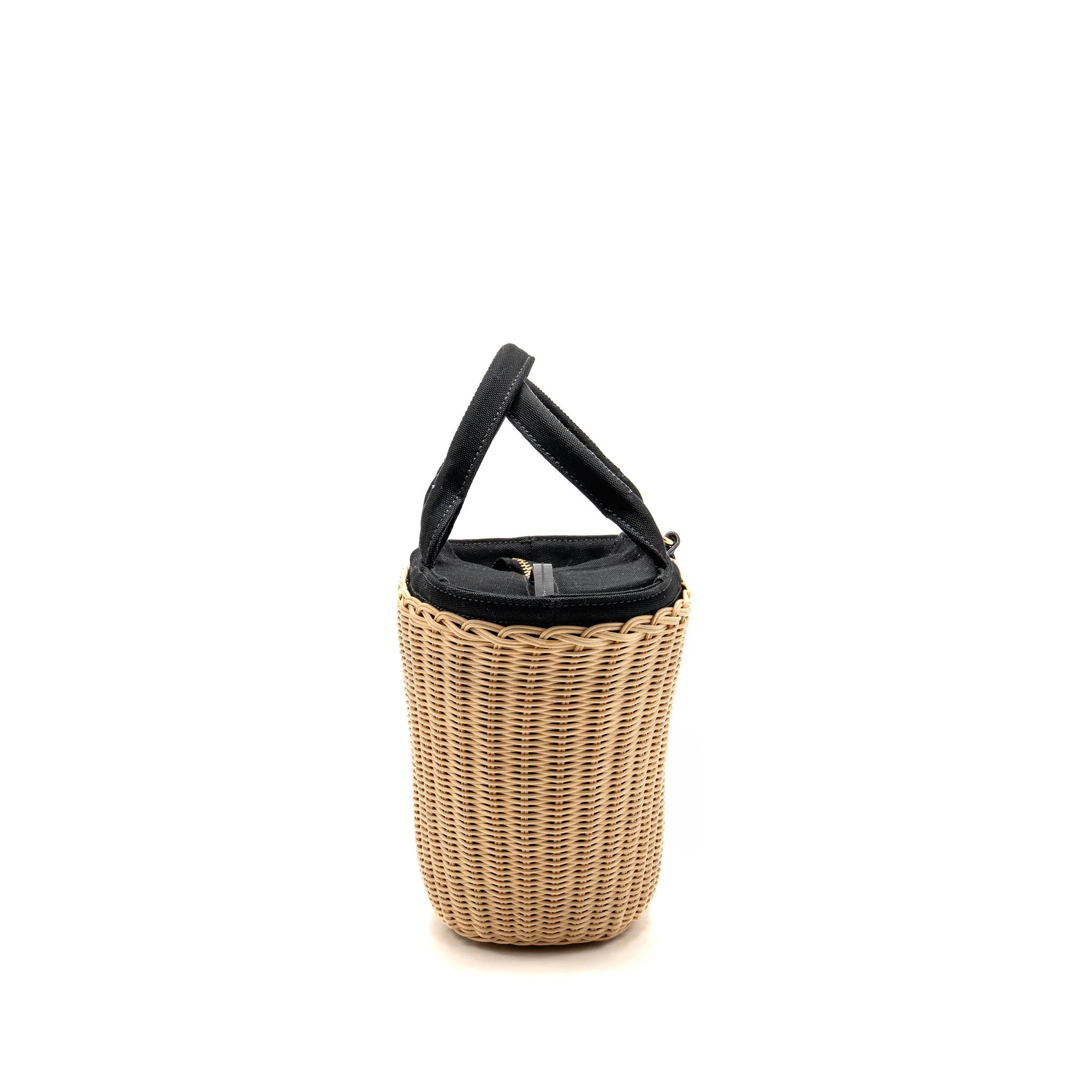 Prada Wicker Shopping Bag Canvas/Woven Tan/Black GHW - Image 3
