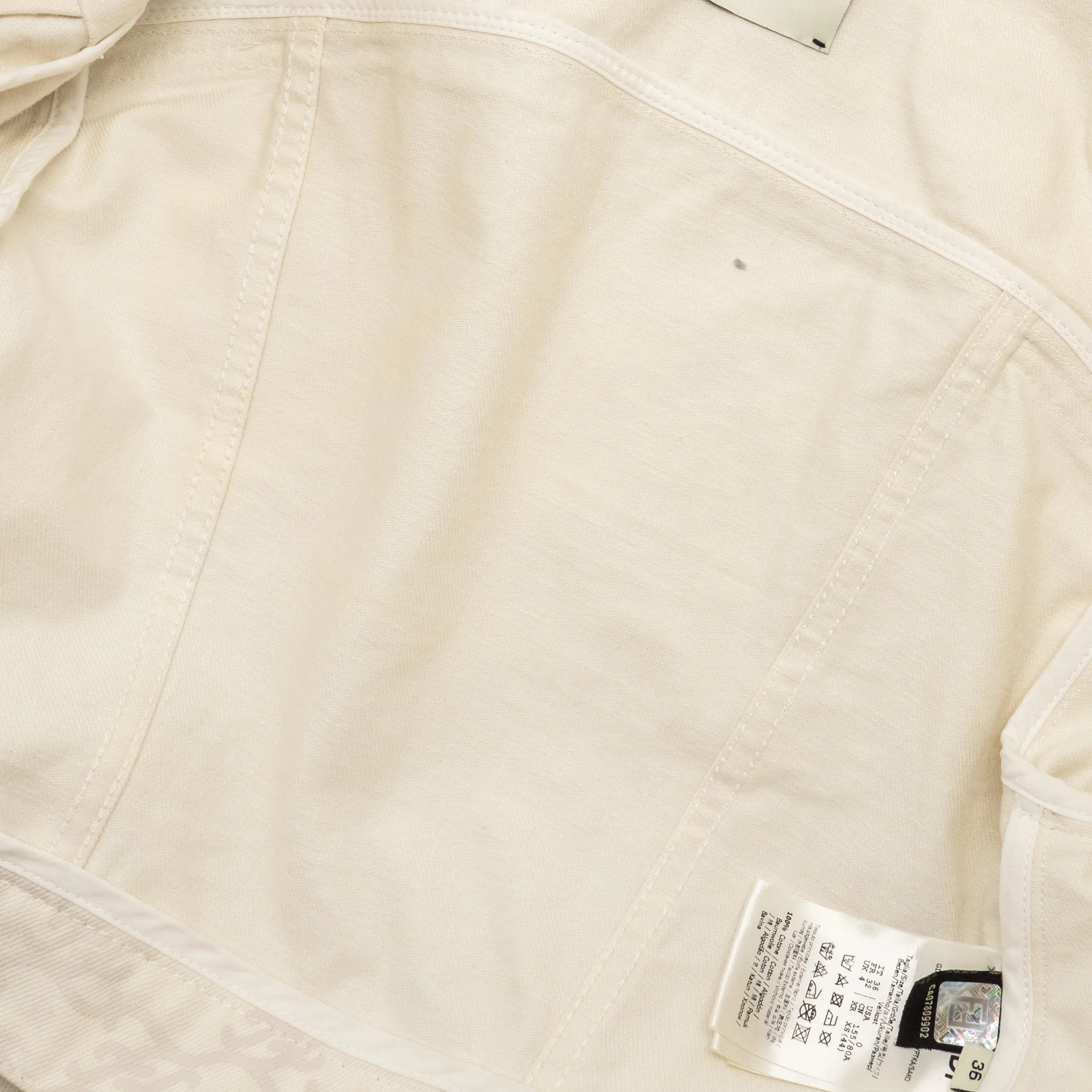 Fendi Size 36 Karligraphy Cropped Denim Jacket Cotton White/ Beige - Image 5