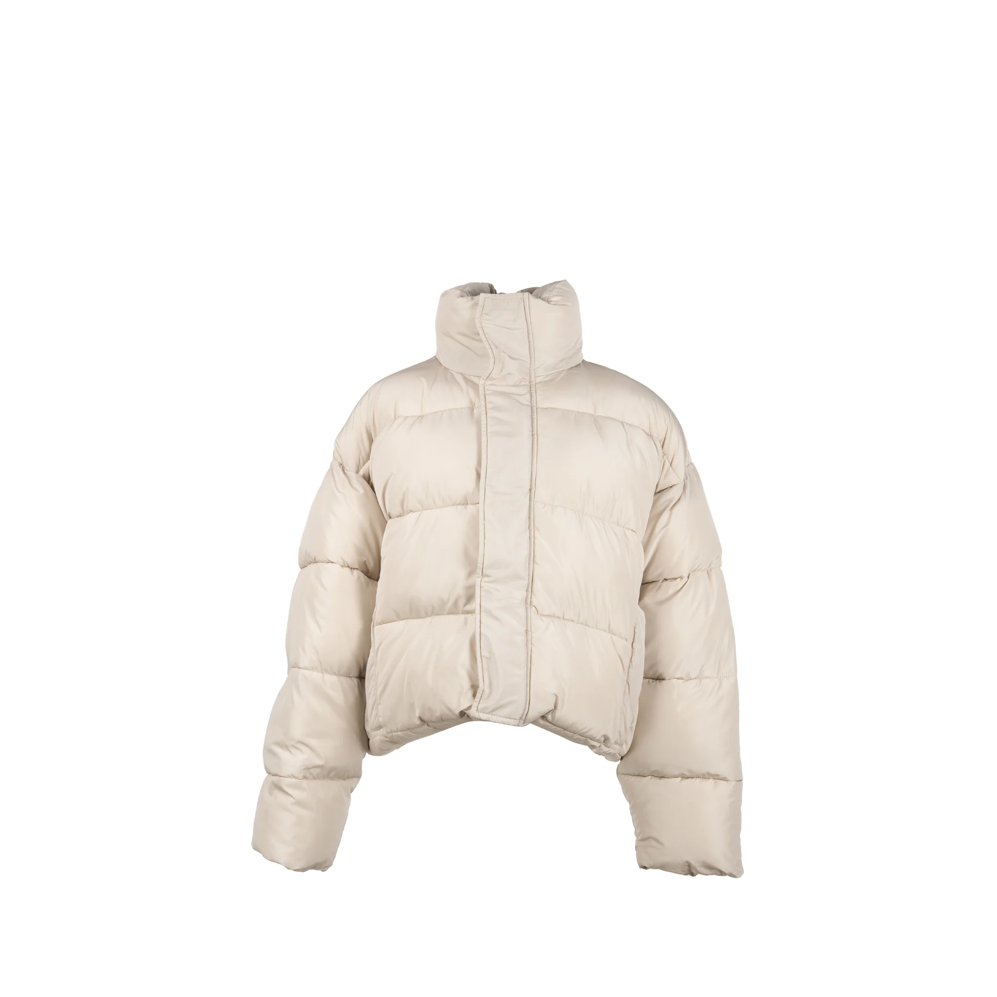Balenciaga Size 36 Puffer Jacket Polyester/Viscose White with Black Hardware