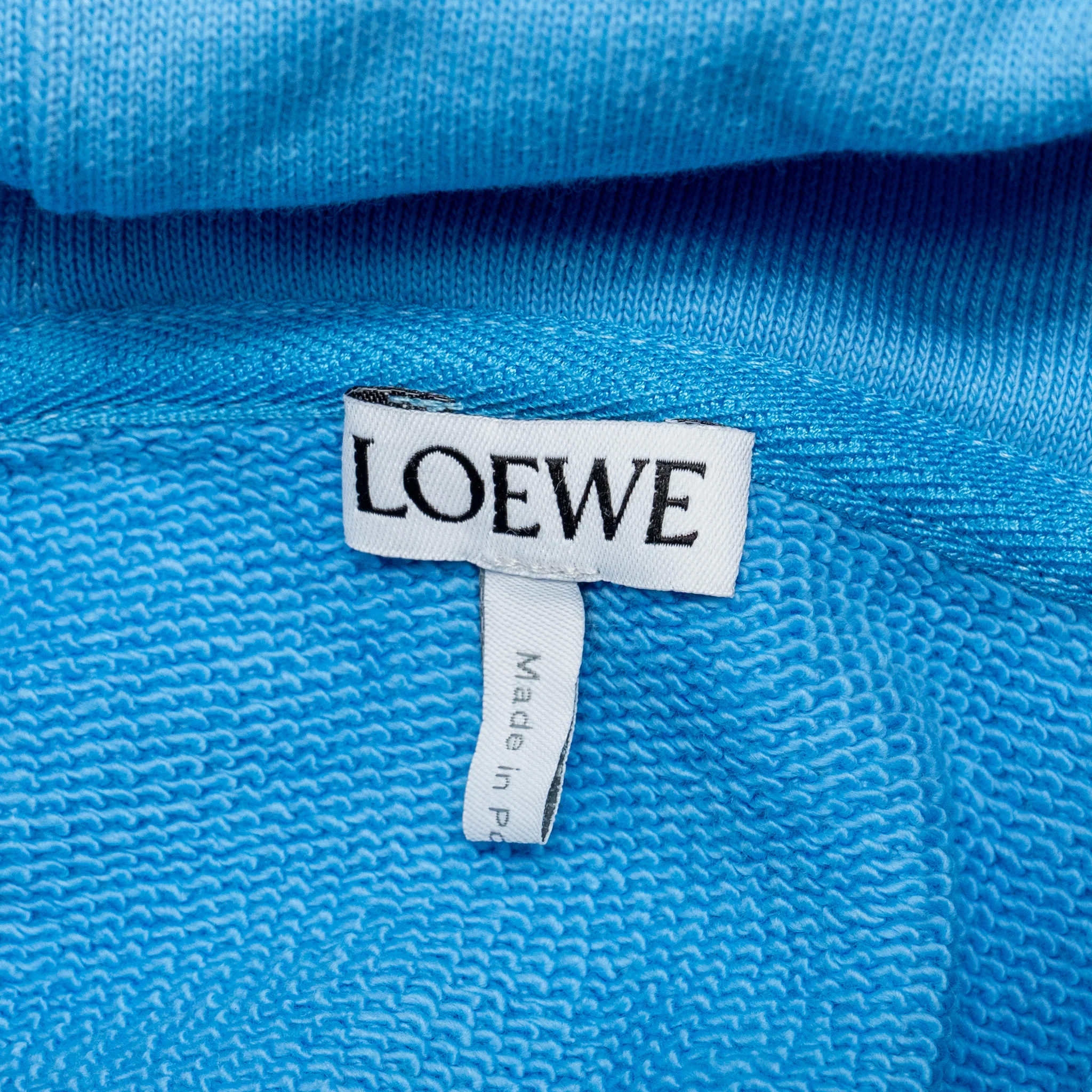Loewe Size XS Cropped Hoodie Cotton/Calfskin Blue SHW - Image 5