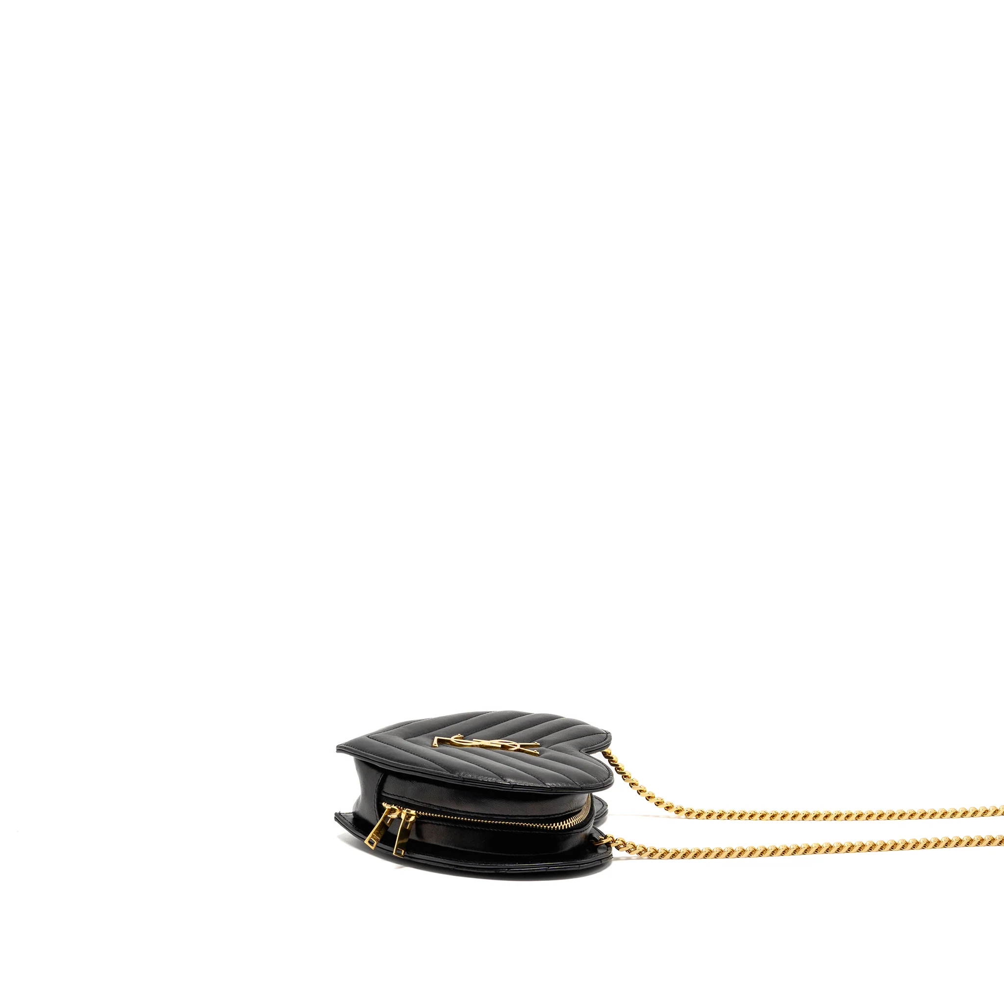 Saint Laurent/YSL Love Heart Chain Bag Lambskin Black GHW - Image 4