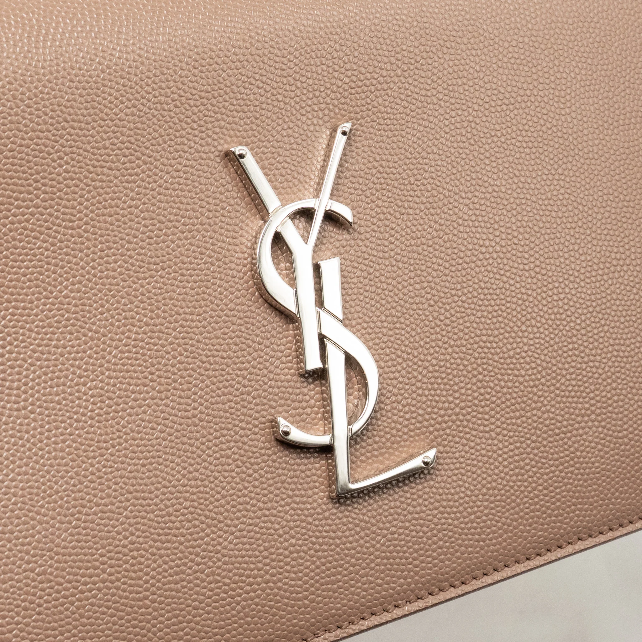 Saint Laurent/YSL Kate Clutch Grained Calfskin Beige SHW - Image 11