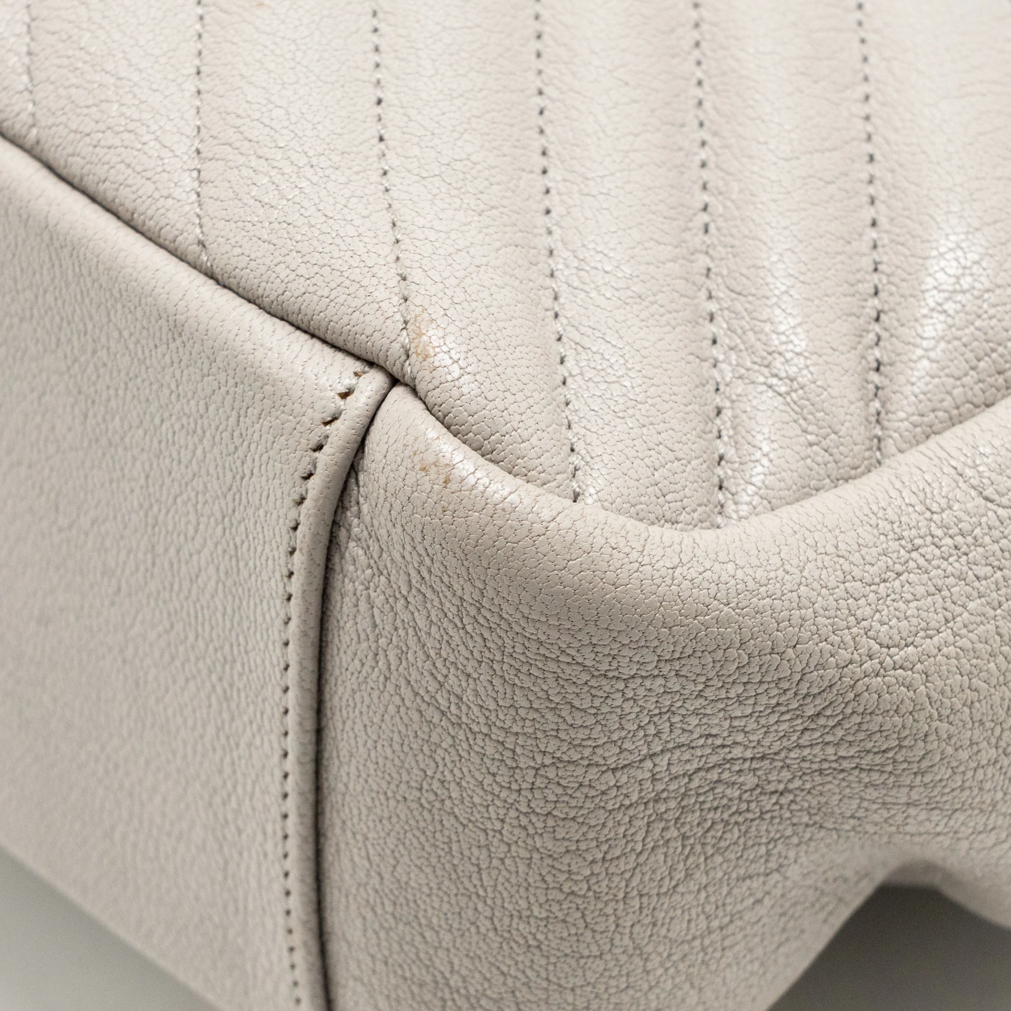 Saint Laurent/YSL Large College Bag Chevron Sheepskin Light Grey SHW - Image 10