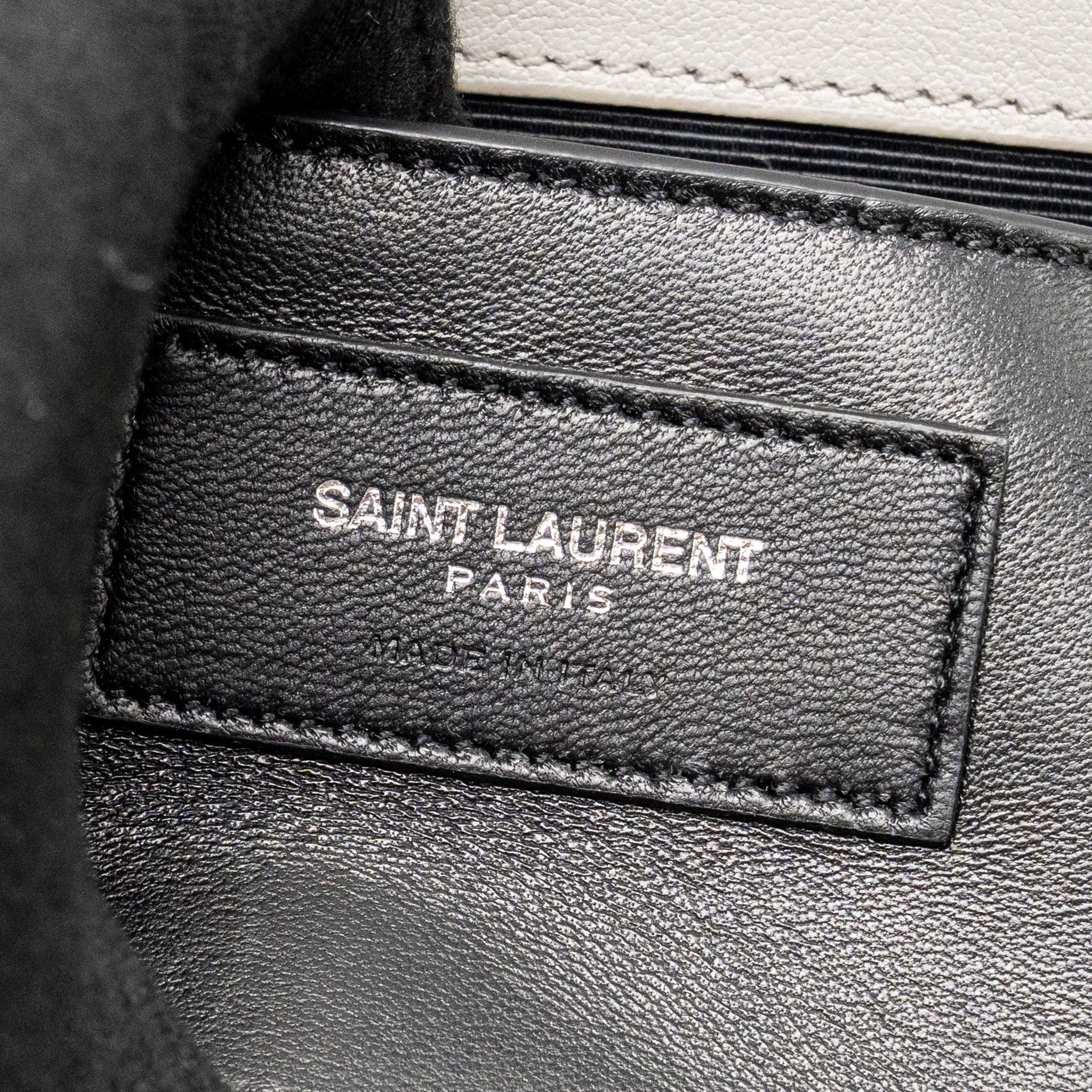 Saint Laurent/YSL Large College Bag Chevron Sheepskin Light Grey SHW - Image 16
