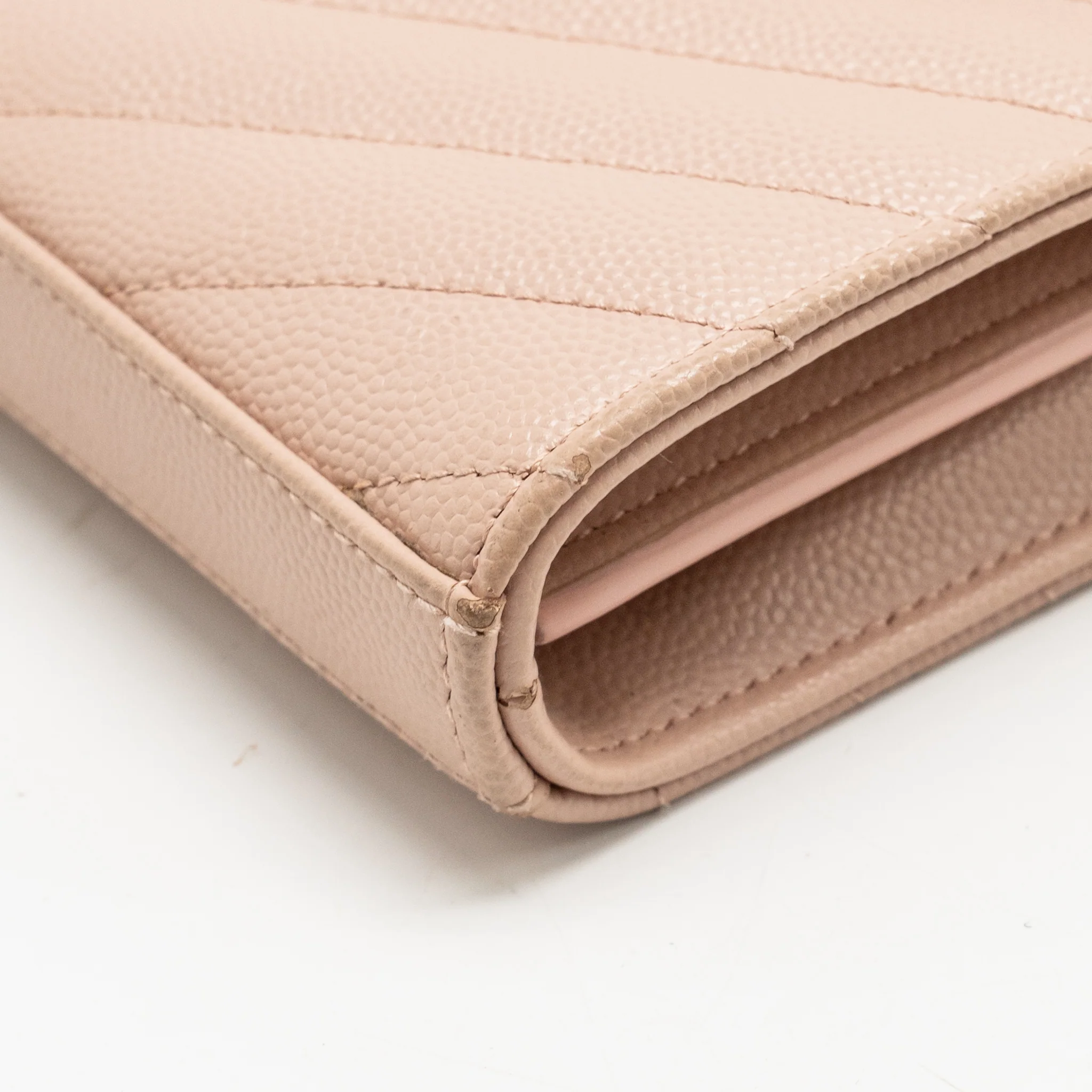 Saint Laurent/YSL Matelasse Chain Wallet Grained Calfskin Pale Blush GHW - Image 8
