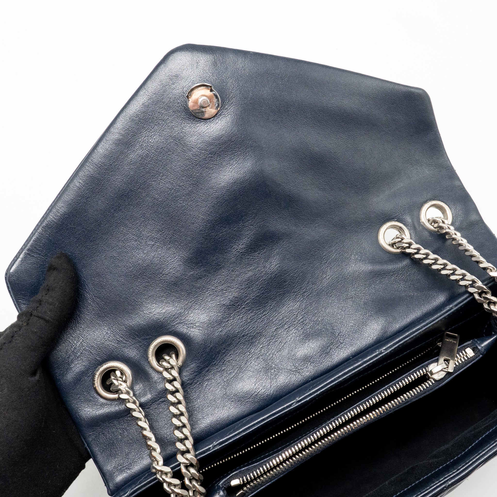 Saint Laurent/YSL Medium Lou Lou Bag Calfskin Dark Blue SHW - Image 14