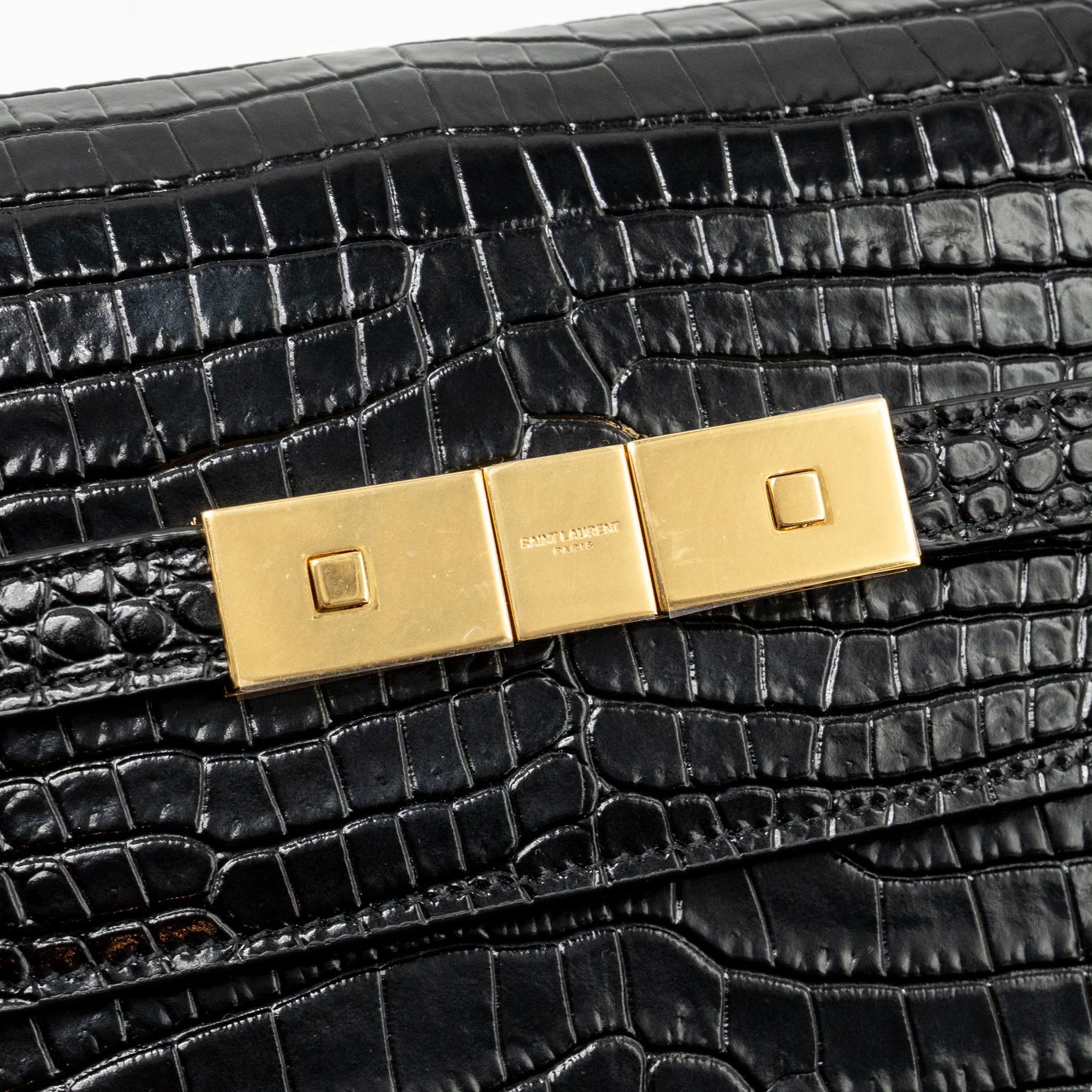 Saint laurent/YSL Medium Manhattan Shoulder Bag Croc-embossed calfskin Black GHW - Image 11