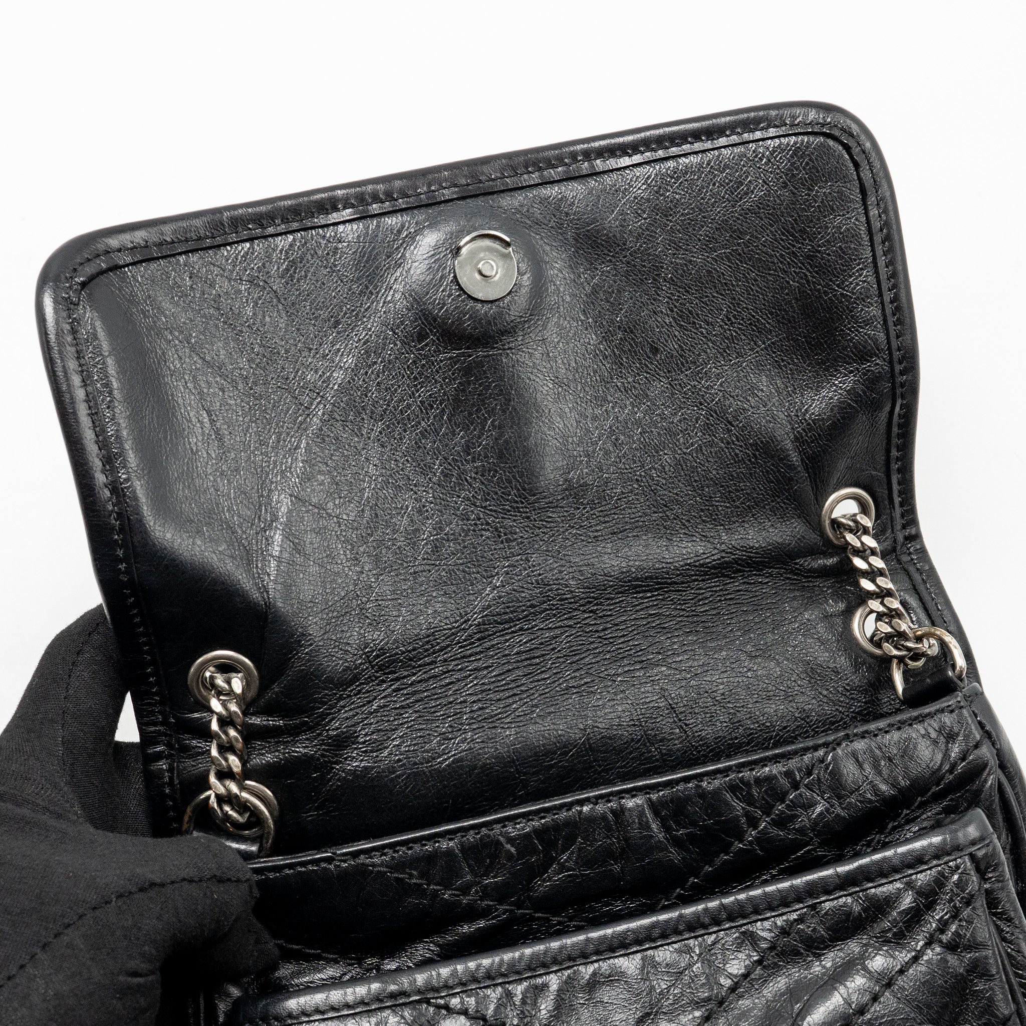 Saint Laurent/YSL Niki Baby Aged Calfskin Black SHW - Image 13