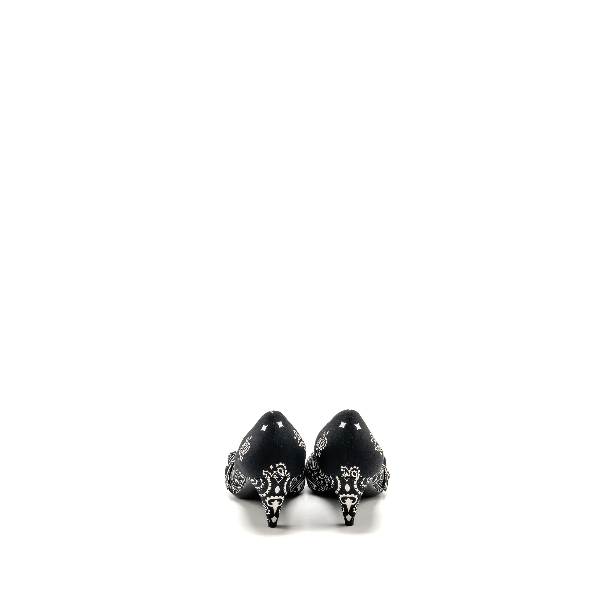 Saint Laurent/YSL Size 36.5 Kitten Heel Pumps Leather/Fabric Black/White - Image 4
