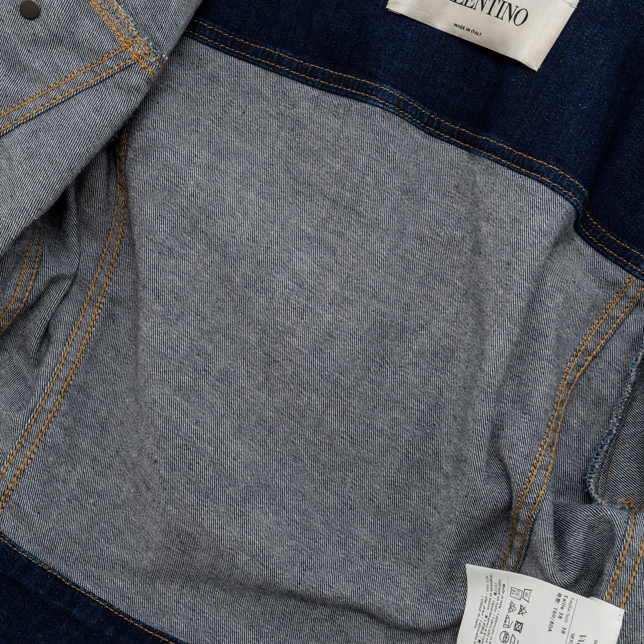 Valentino Size 38 V Logo Cropped Denim Jacket Dark Blue/Red - Image 5