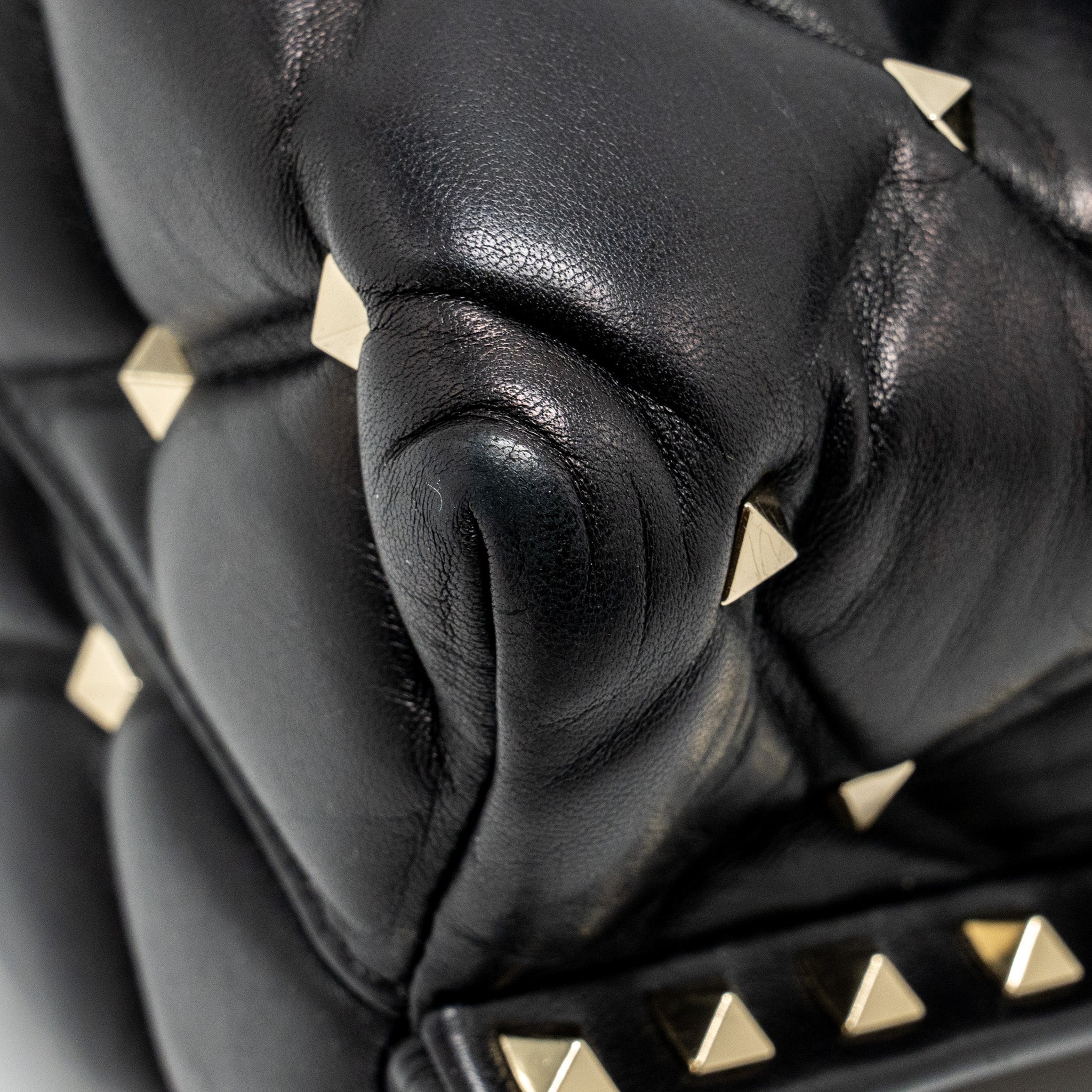 Valentino Top Handle Quilted Candystud Flap Bag Lambskin Black LGHW - Image 9
