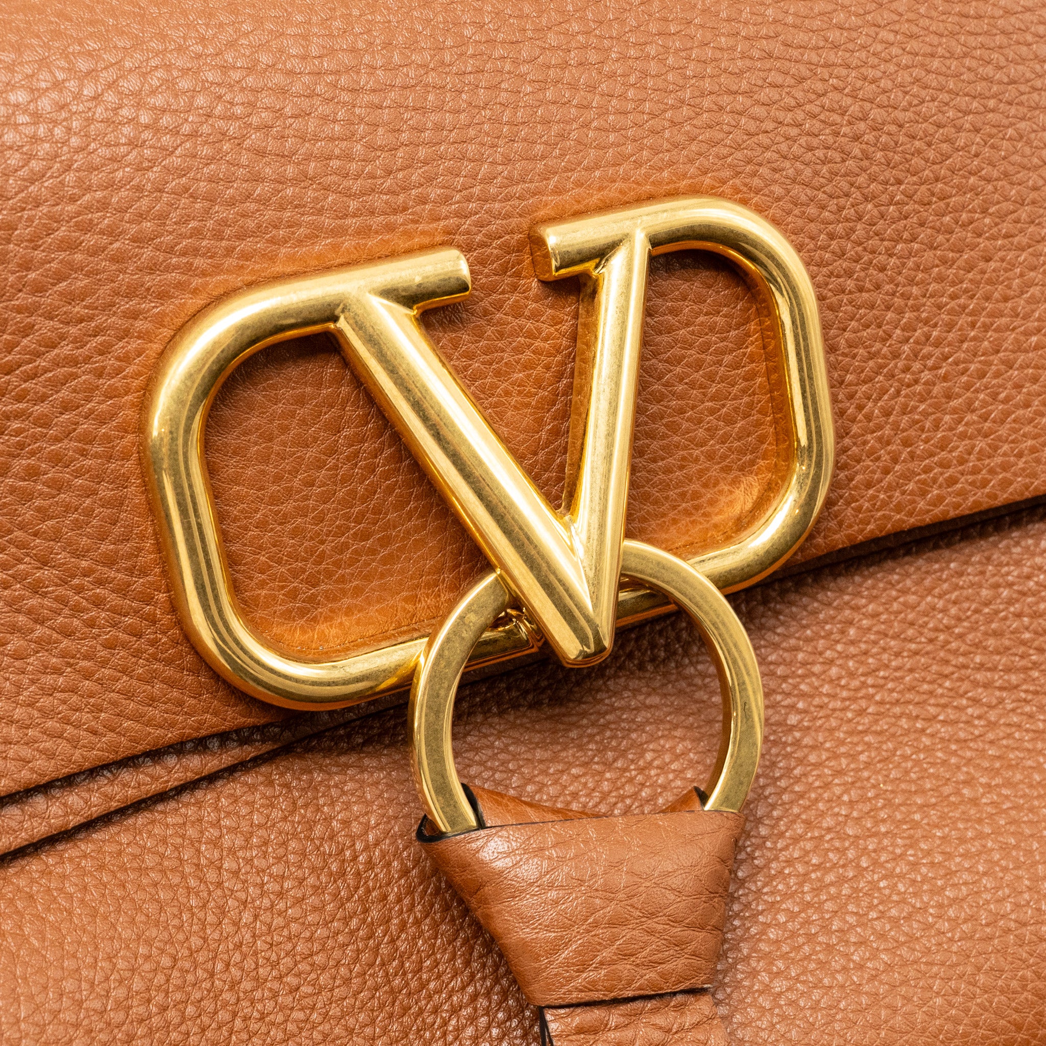 Valentino VRing Small Shoulder Bag Calfskin Brown GHW - Image 12
