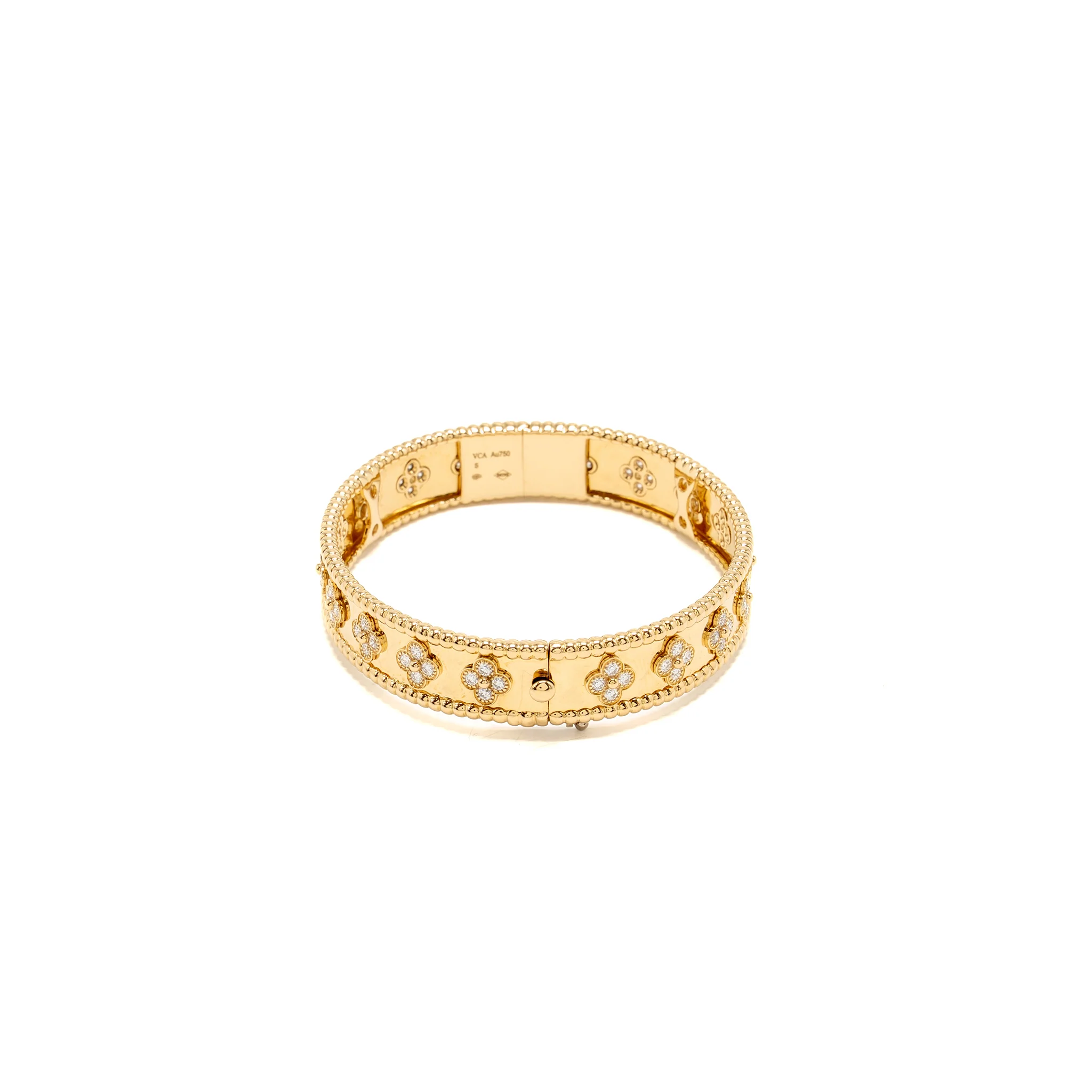 Van Cleef and Arpels Size S Perlée Clovers Bracelet, Small Model Yellow Gold, Diamond - Image 3