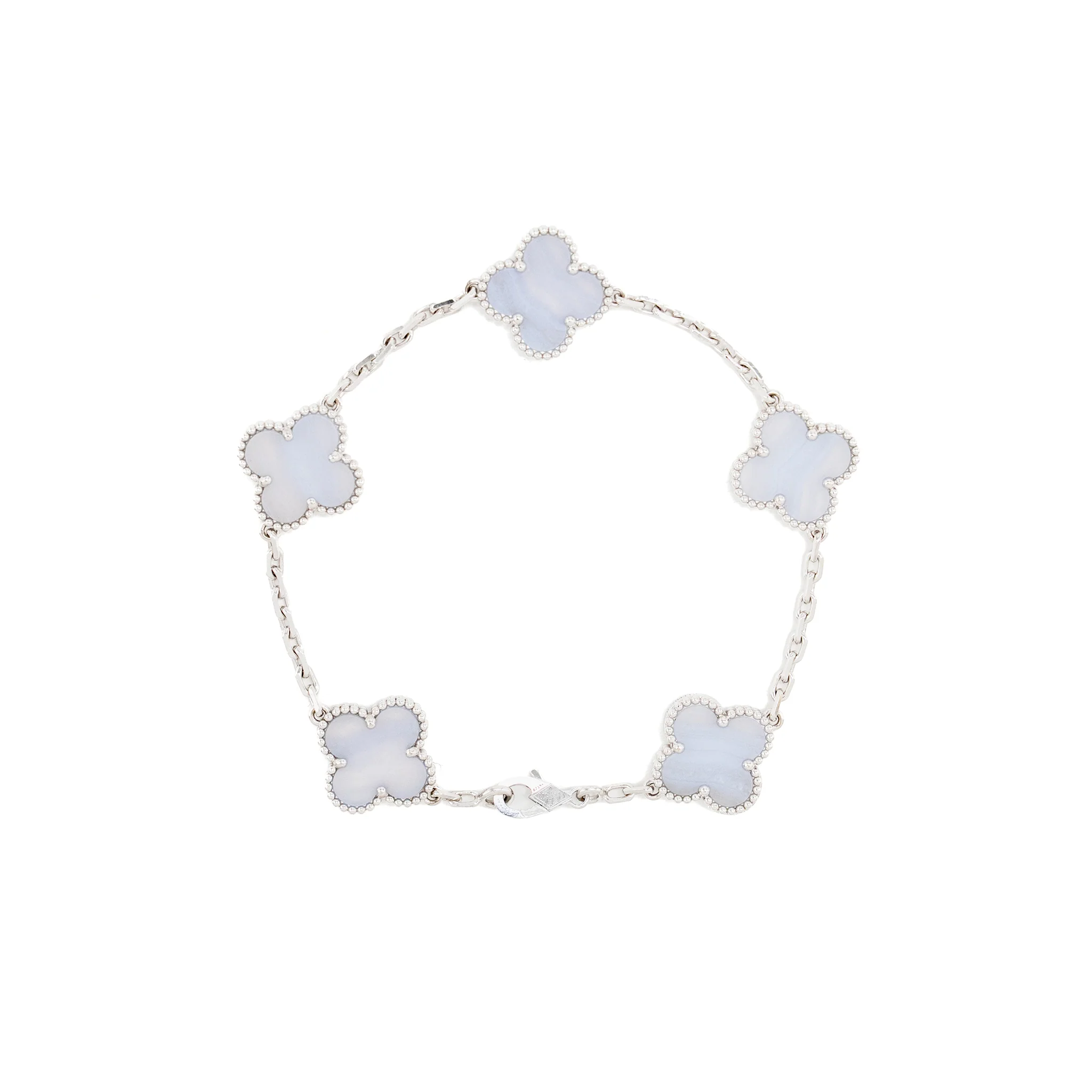 Van Cleef & arpels vintage alhambra bracelet, 5 motifs Chalcedony white gold