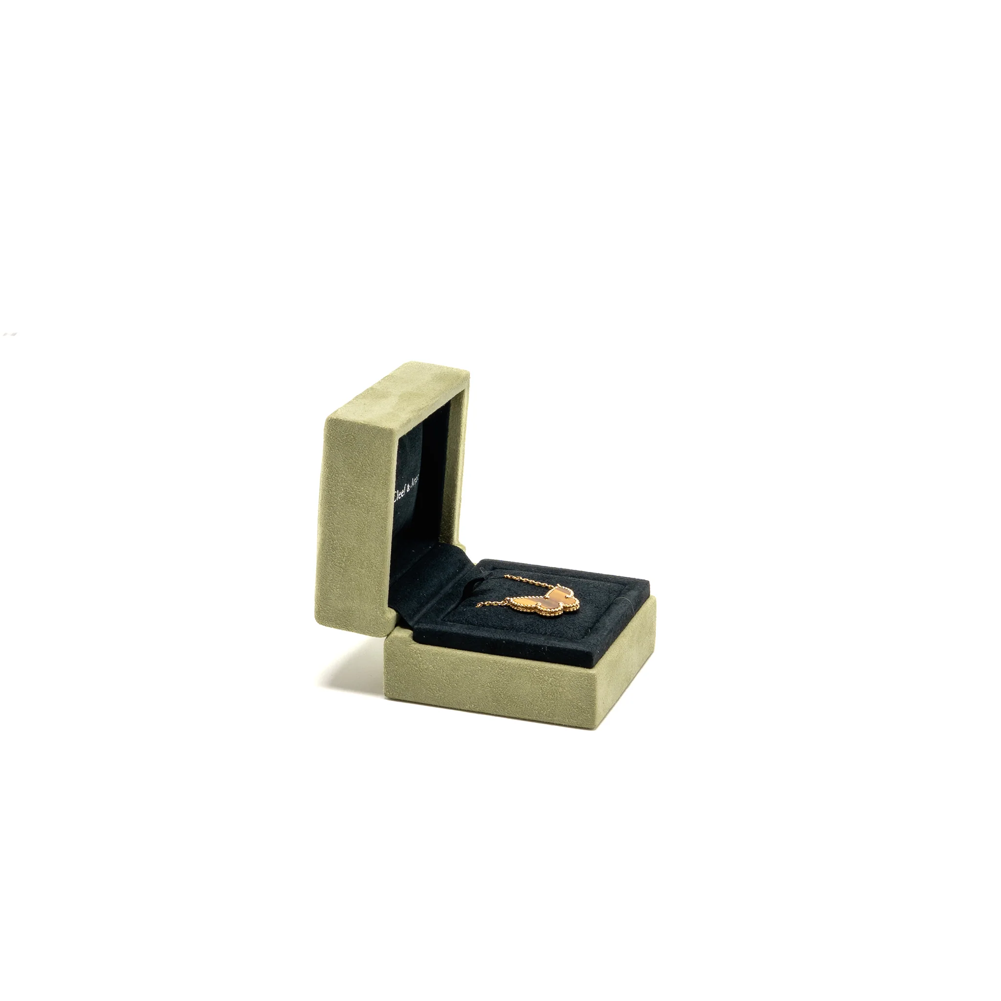 Van Cleef & Arpels Lucky Alhambra Butterfly Pendant, Yellow Gold, Tigerās Eye - Image 2